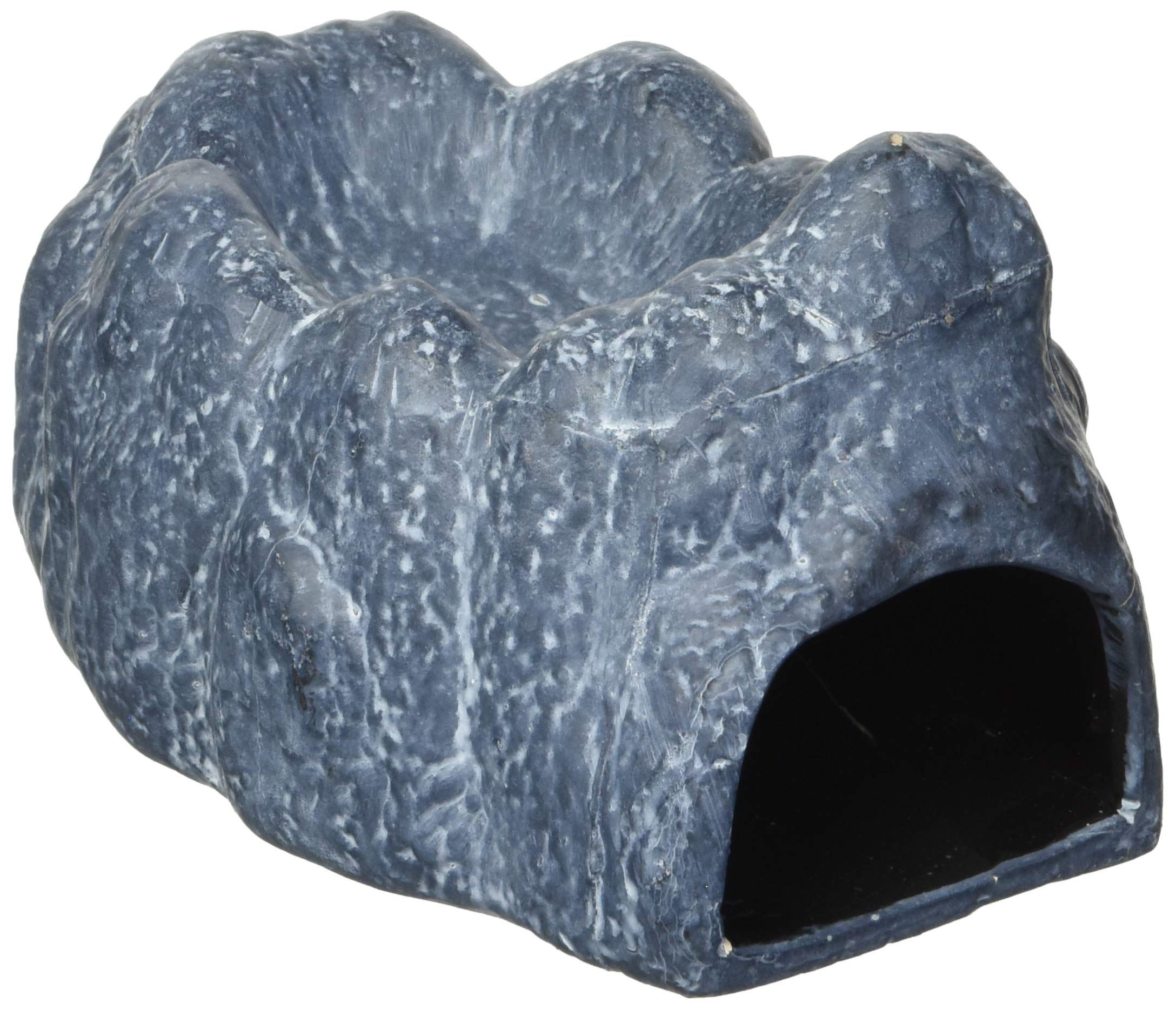 Exo Terra Wet Rock Moisture Retaining Ceramic Reptile Cave - Grey | Natural Habitat Decor for Lizards, Snakes & Amphibians | Terrarium Accessory for Humidity Control & Hideout