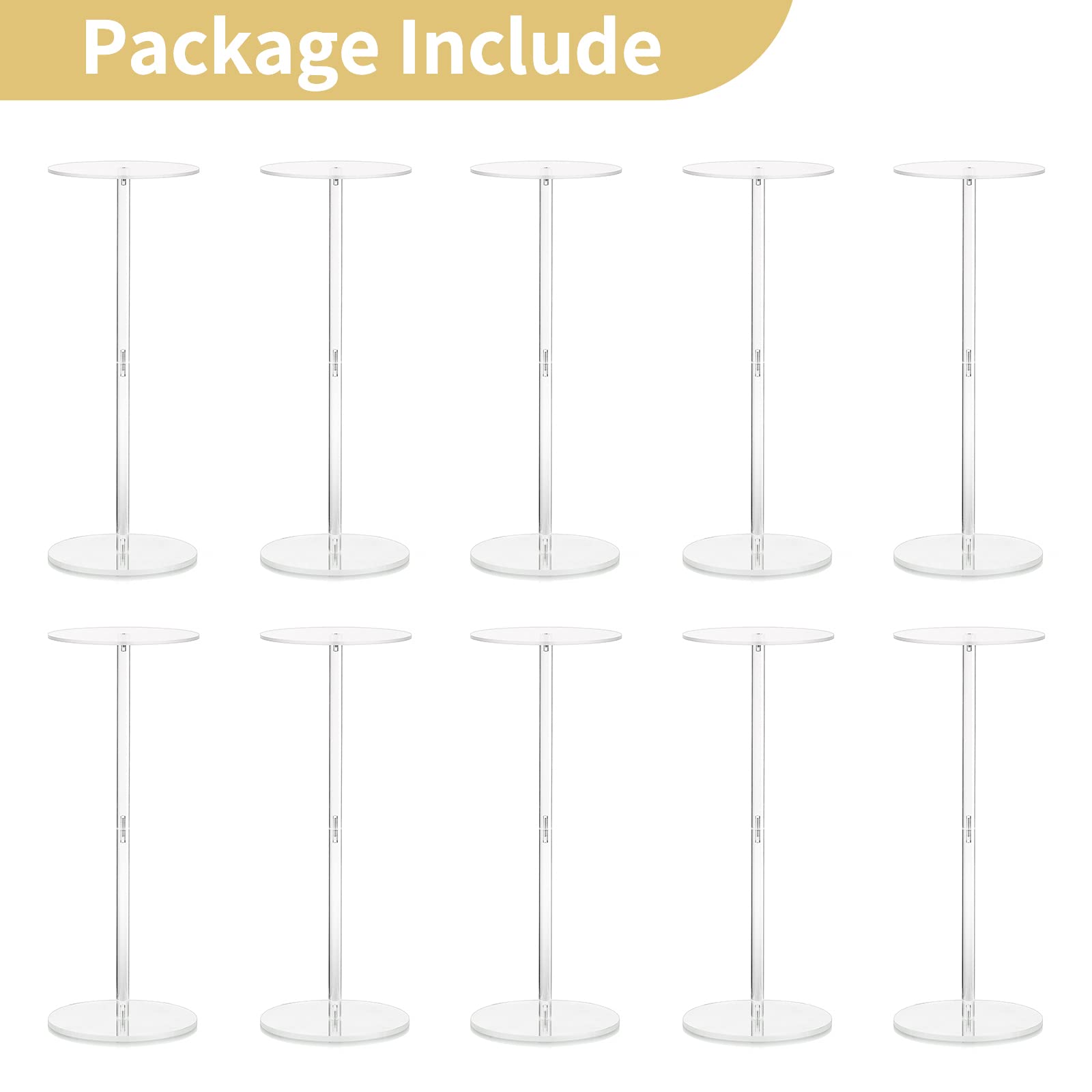 NUPTIO 10-Pack 23.6 Inch Tall Acrylic Wedding Vases - Elegant Geometric Centerpieces for Table Decorations, Party & Event Flowers Stand - Bulk Wedding, Anniversary, Bridal Shower Decor - Perfect for Reception Tables, Banquet Halls & Home Decor