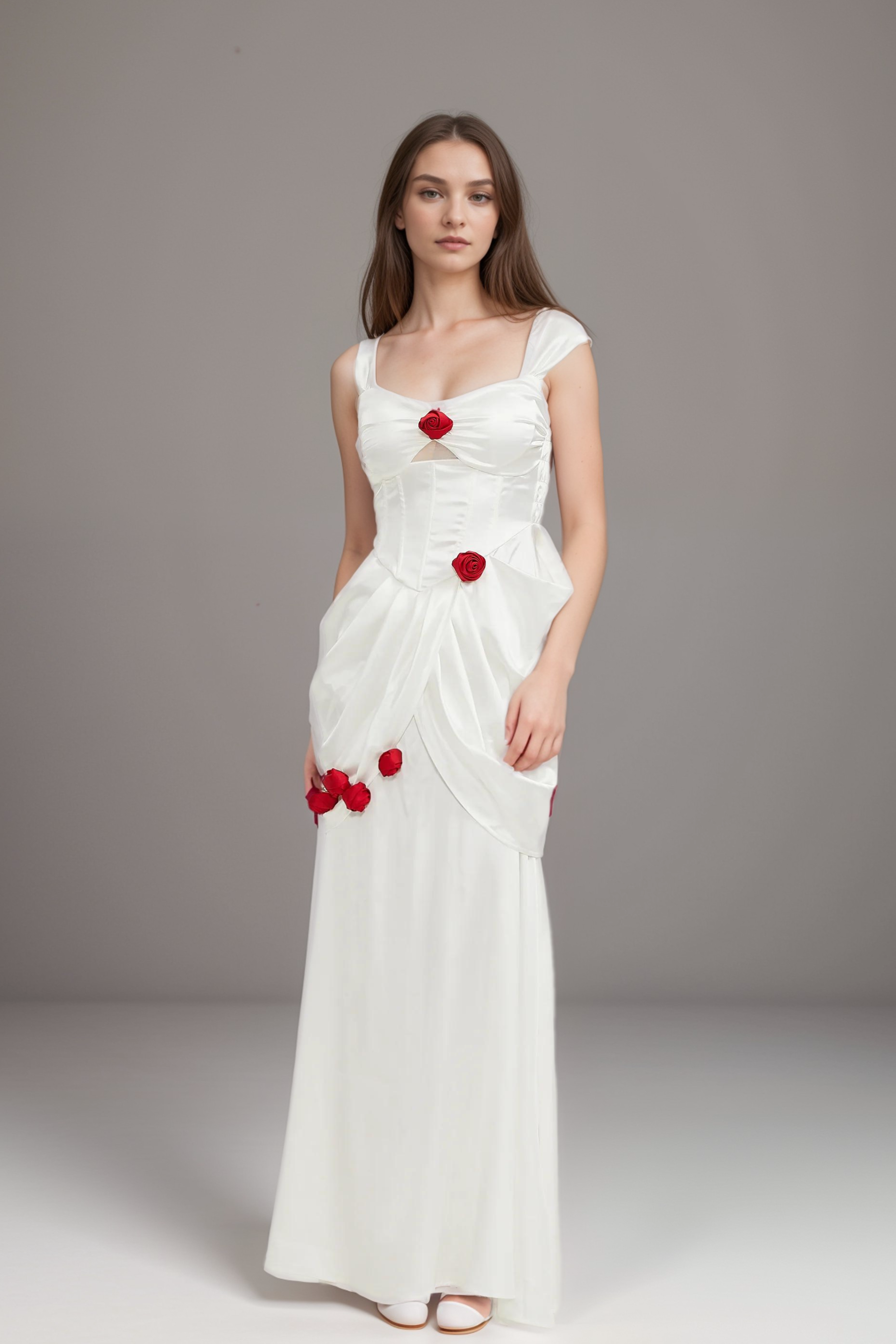 Elegant Adelita Rose Floral Pleated Maxi Dress for Women - Perfect for Weddings, Parties & Summer Vacations