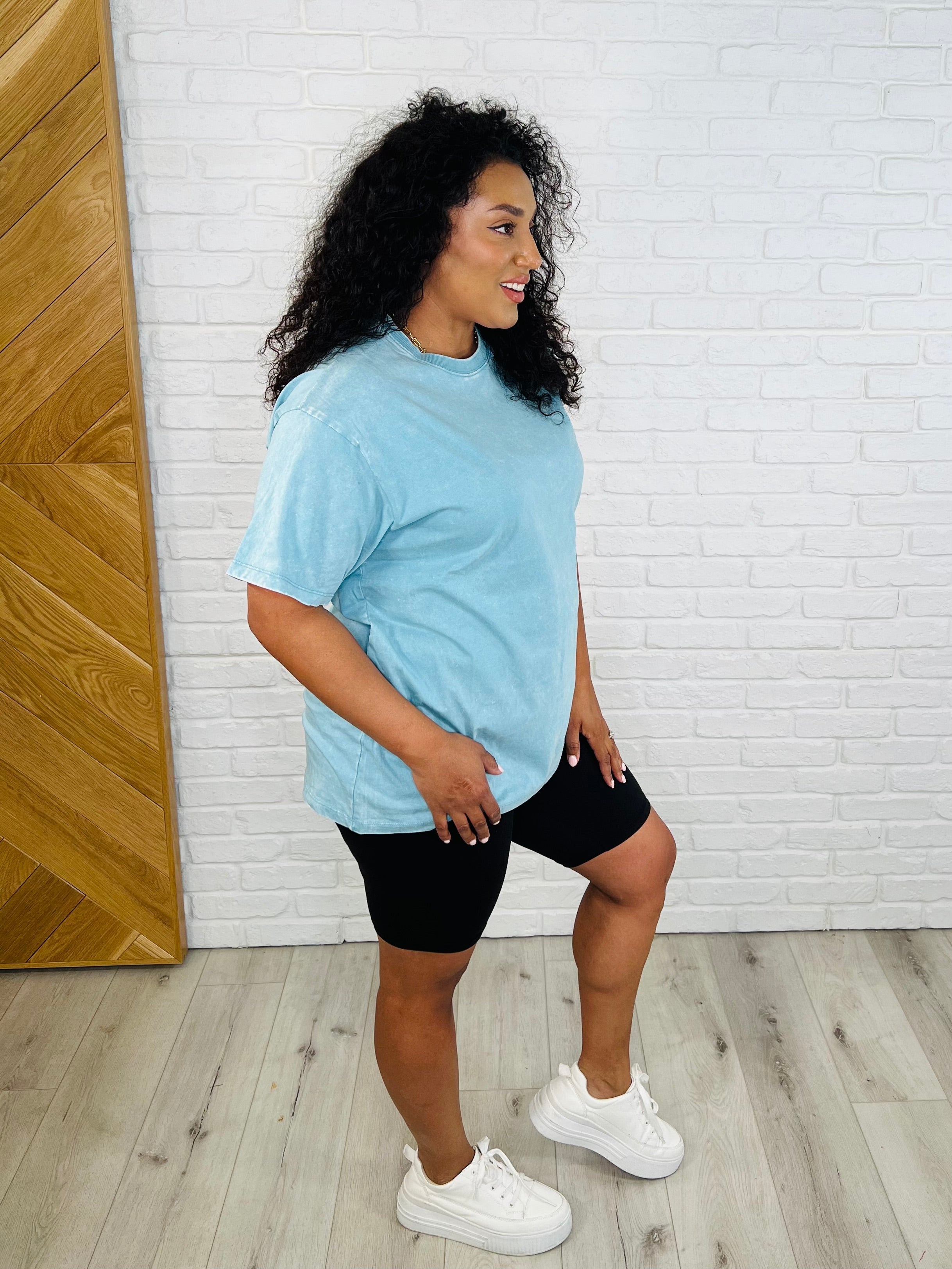 Stylish Dusty Teal Drop Shoulder Oversized T-Shirt - Women's Casual Basic Tee for Everyday Wear & Loungewear