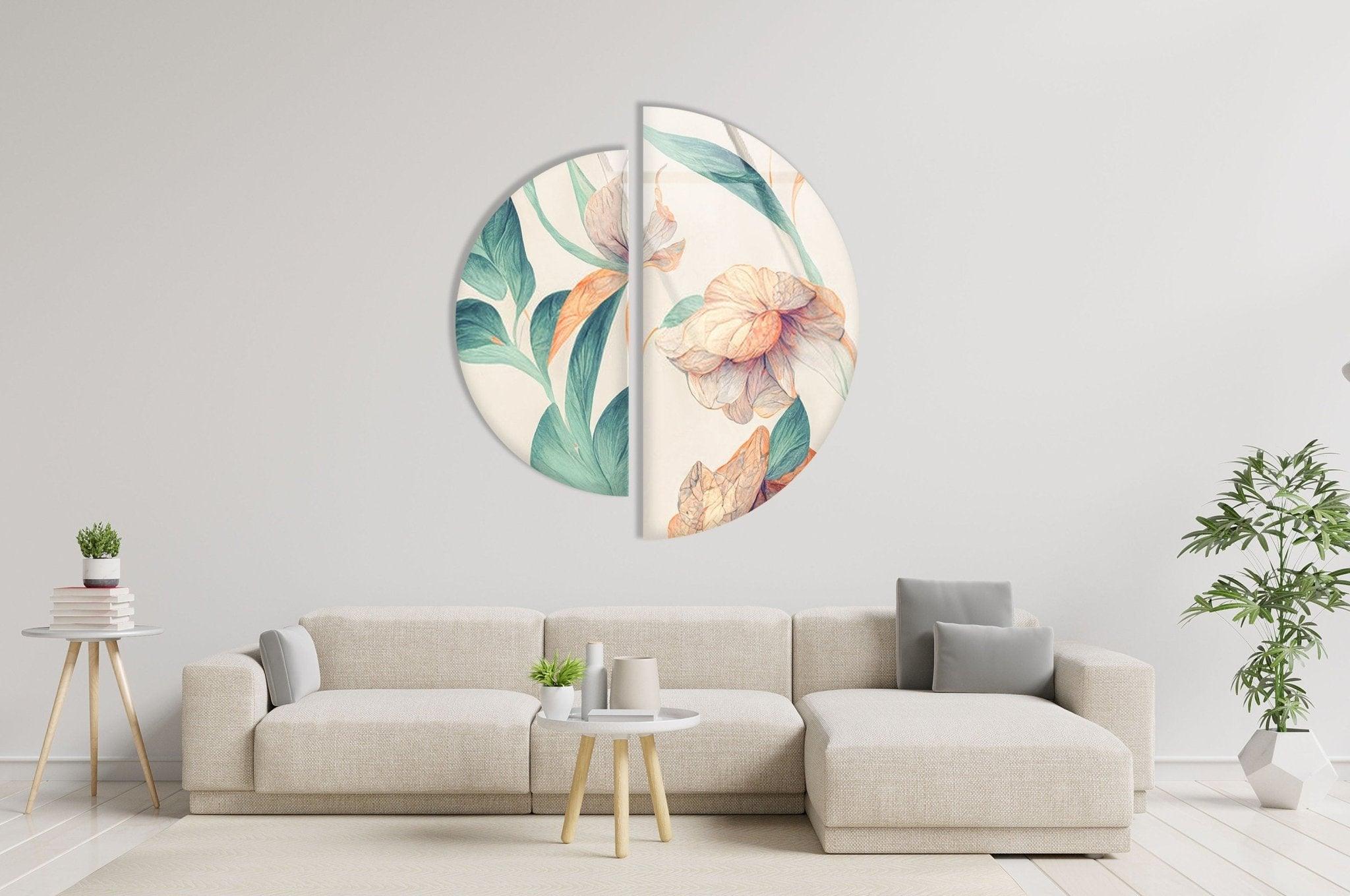 2 Piece Blue & White Flower Glass Wall Art Set - Handmade Decorative Hanging Panels for Living Room, Bedroom & Office Decor - Perfect for Home, Apartment & Wedding Decorations