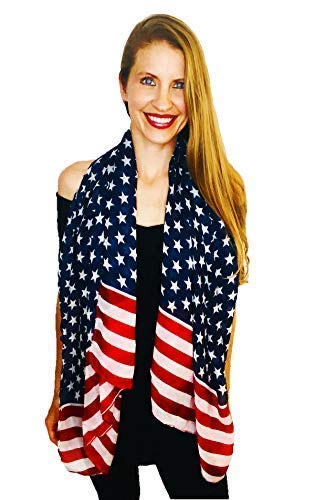 USA American Flag Patriotic Scarf - Red White & Blue Fashion Accessory for Women & Men - Perfect for 4th of July, Veterans Day & Patriotic Events