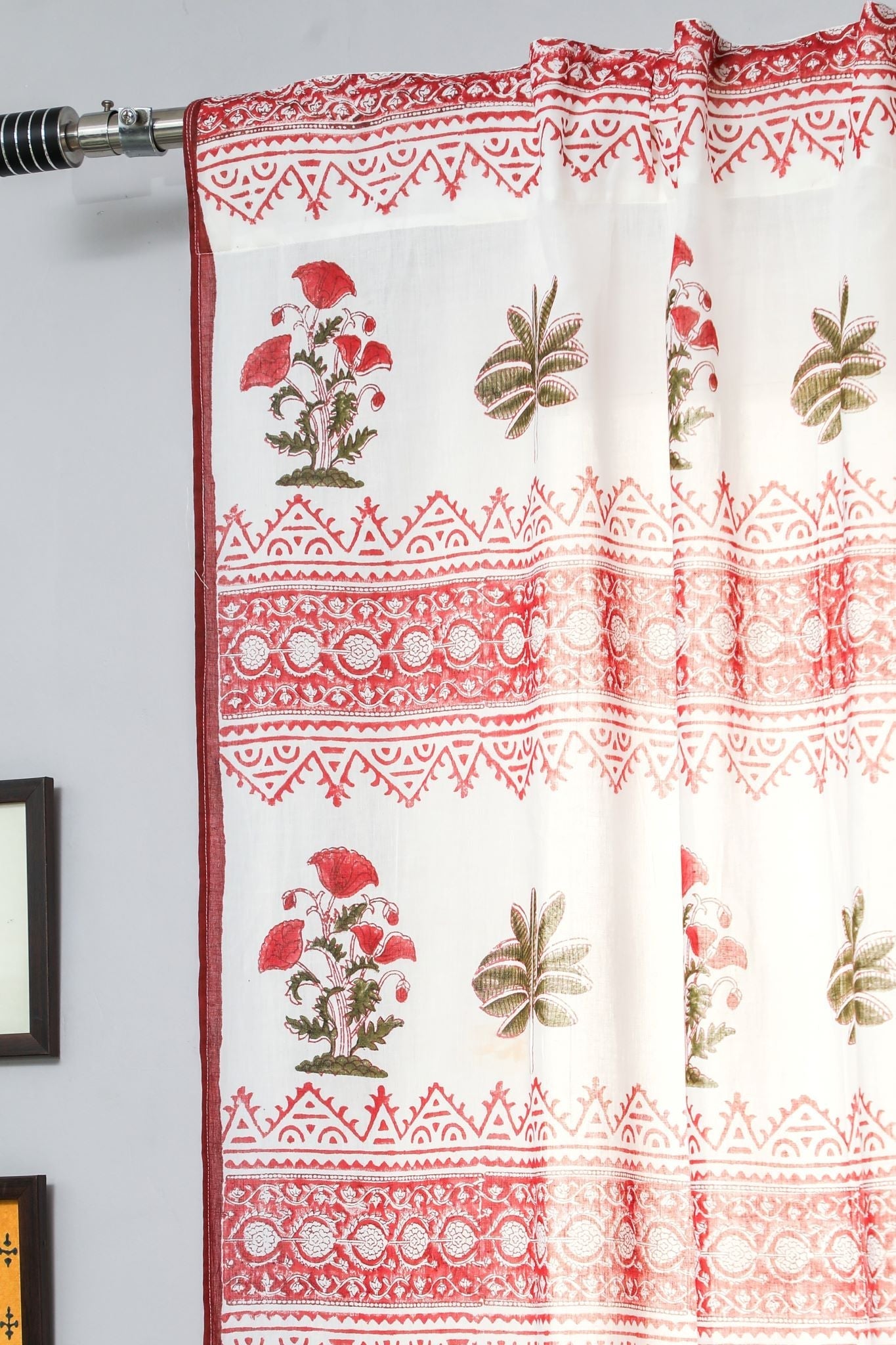 Handblock Printed Cotton Door Curtain | SootiSyahi 'Made on Earth' | Eco-Friendly Home Decor for Living Room, Bedroom & Entryway