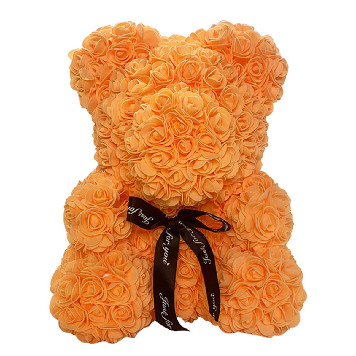 Rose Teddy Bear Gift - Romantic Rose Flower Bear for Wife, Girlfriend, Wedding, Valentine's Day, Anniversary, Birthday, Mother's Day - Perfect for Proposals, Surprise Gifts & Special Occasions (Orange)