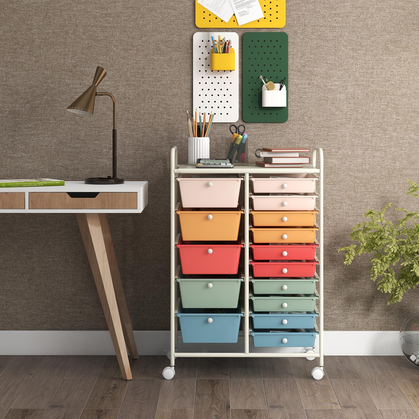 LUARANE 15-Drawer Rolling Cart - Portable Craft & Toy Organizer for Home, Office, School