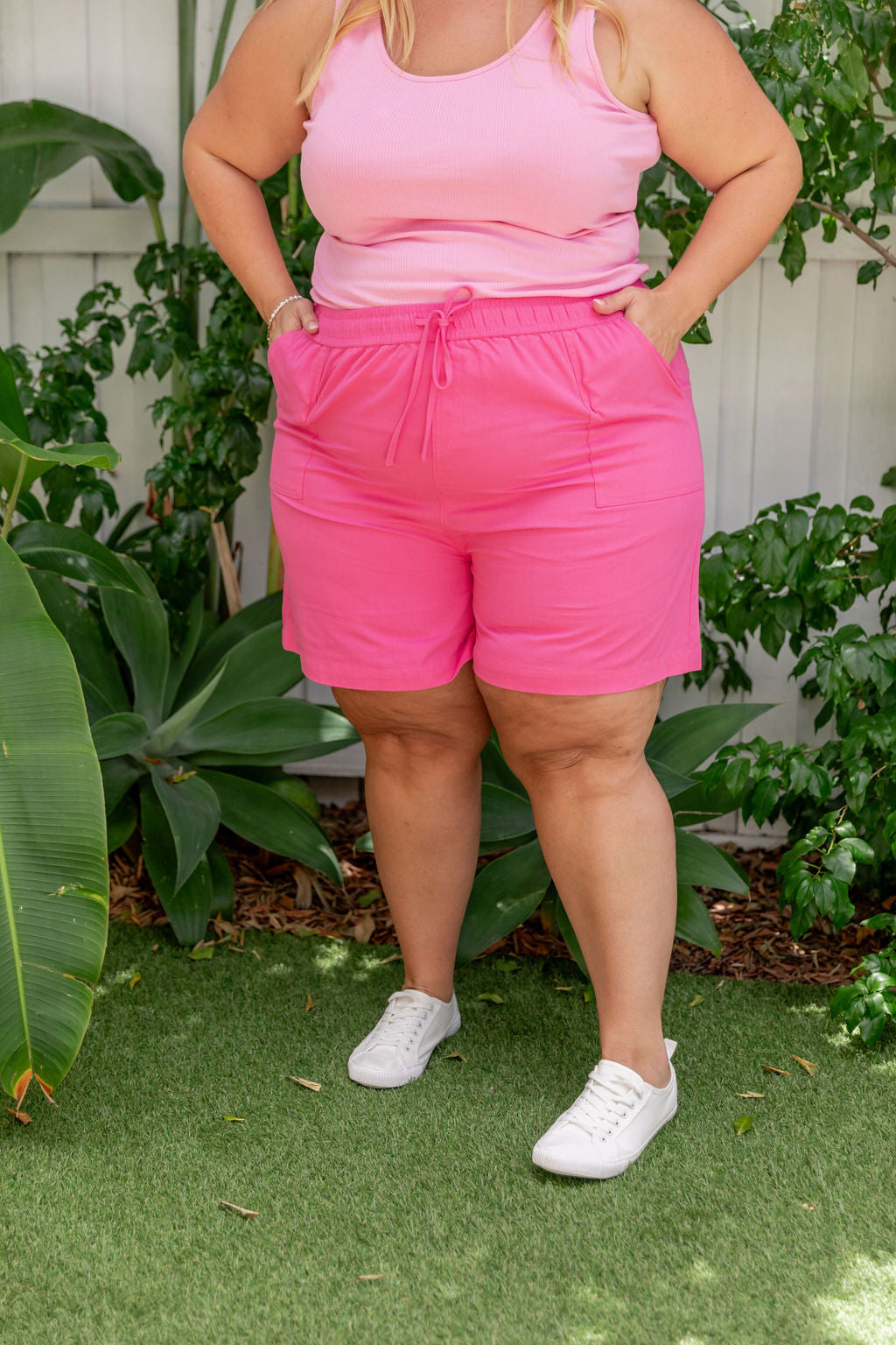 Barbie Pink Twill Shorts for Women - High Waisted Casual Summer Shorts - Perfect for Beach, Vacation & Everyday Wear