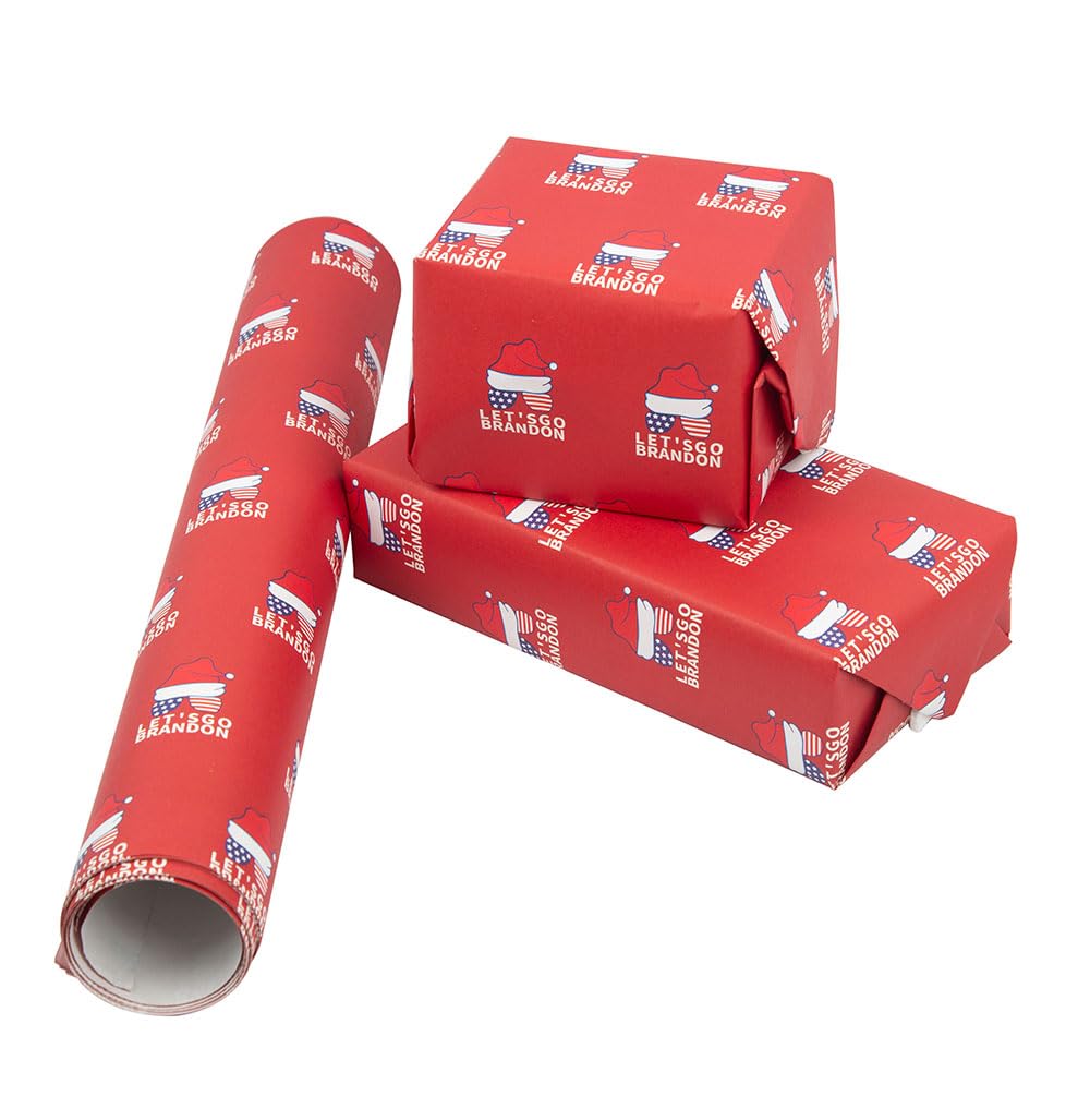 ZIGFRUIT 10 Sheets Let's Go Brandon Christmas Wrapping Paper Roll - 17”x27.5” Per Sheet (Unfolded, 10 Sheets/Roll) - Perfect for Holiday Gifts, Party Decorations & Festive Present Wrapping
