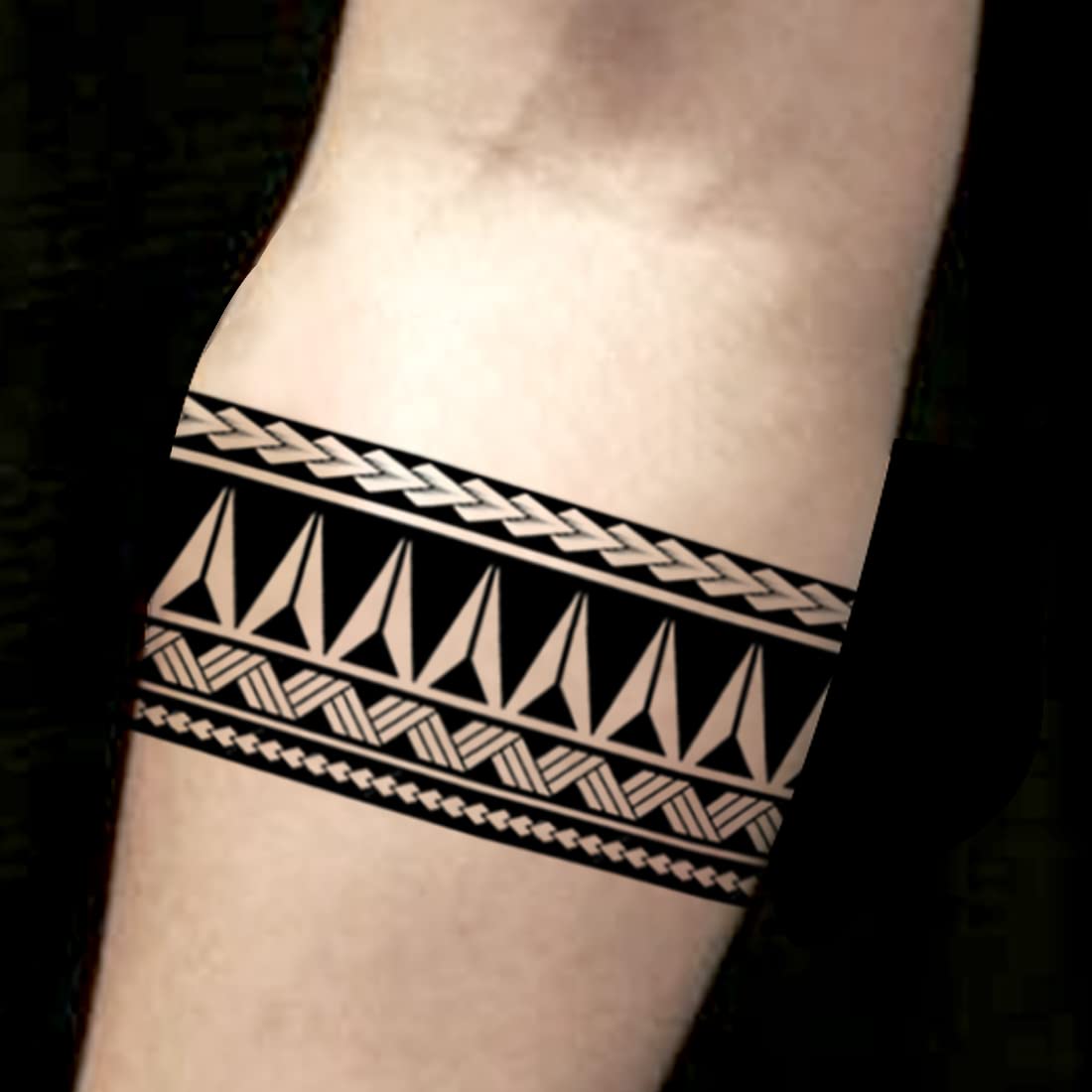 Black Tribal Aztec Waterproof Temporary Tattoos for Men Women - Perfect for Festivals, Parties, and Sports Events