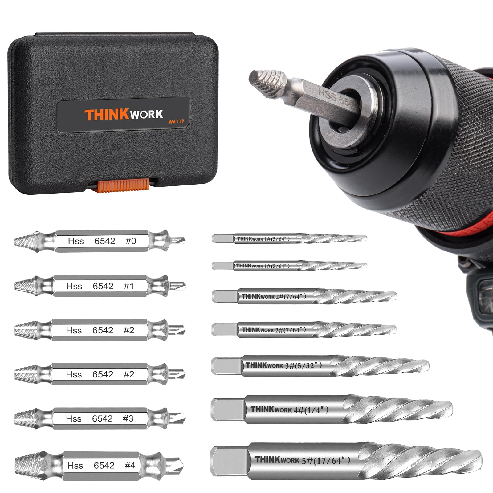 THINKWORK 13Pcs Damaged Screw Extractor Set - Easy Out Bolt Remover Tools for Stripped, Broken, Rusted Screws, Bolts & Nuts - Ideal for Home Repair, Automotive Maintenance & DIY Projects