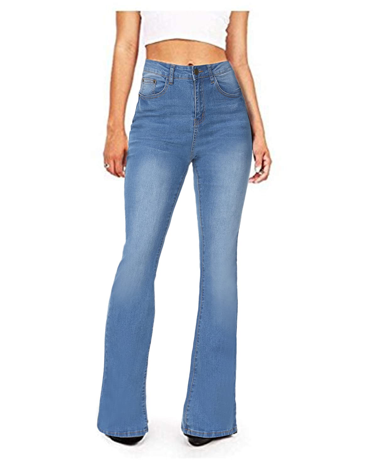 Women's High Waisted Bootcut Flare Jeans - Stretchy Slimming Bell Bottom Pants for Casual Wear & Night Out | KDF Denim Fashion