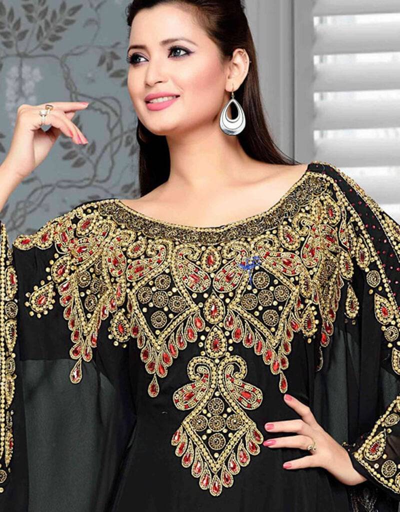 Elegant Boat Neck Embroidered Farasha Dress for Women - Perfect for Weddings, Parties, and Special Occasions