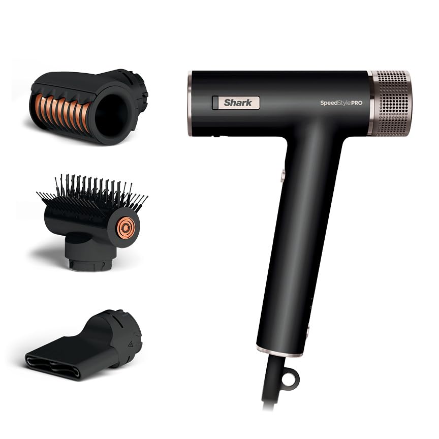 Shark SpeedStyle Pro Professional Hair Dryer - High Velocity Ionic Blow Dryer with Scalp Shield & IQ Speed Technology for Fast Styling - Lightweight Design Prevents Heat Damage - Perfect for Straight & Wavy Hair at Home or Salon Use (HD731C Canadian Version)