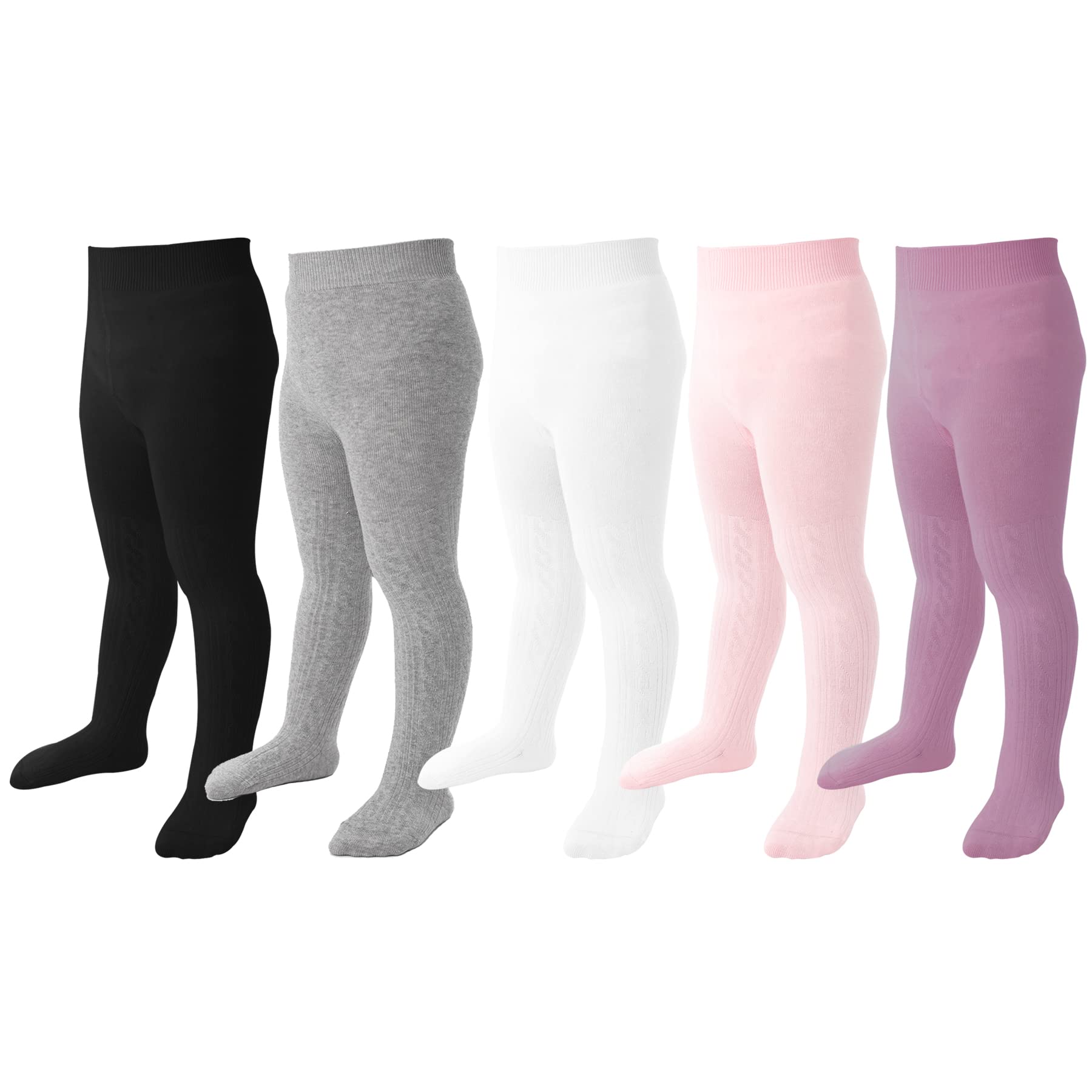 Soft Cotton Baby Tights for Toddler Girls - Seamless Cable Knit Leggings & Stockings (3/4/5 Pack) - Perfect for Playtime, Daycare & Winter Outfits