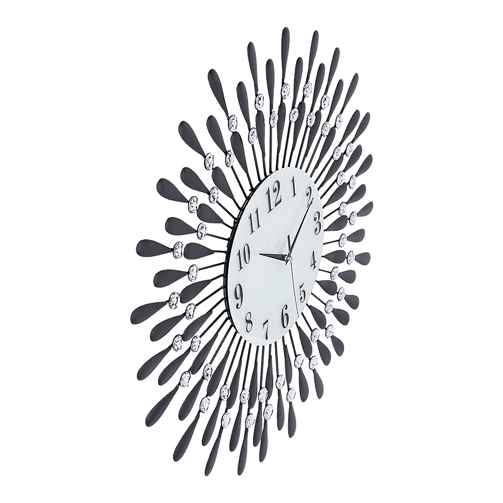 Large Modern 3D Crystal Wall Clock - Luxury Metal Round Home Decor for Living Room, Bedroom & Office | Elegant Timepiece for Home & Office Spaces