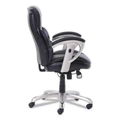 Ergonomic Mid Back Office Chair with SertaPedic Memory Foam - Adjustable Height & Armrests - 300 lb Weight Capacity - Black Leather & Silver Base - Perfect for Home Office, Gaming & Workspaces