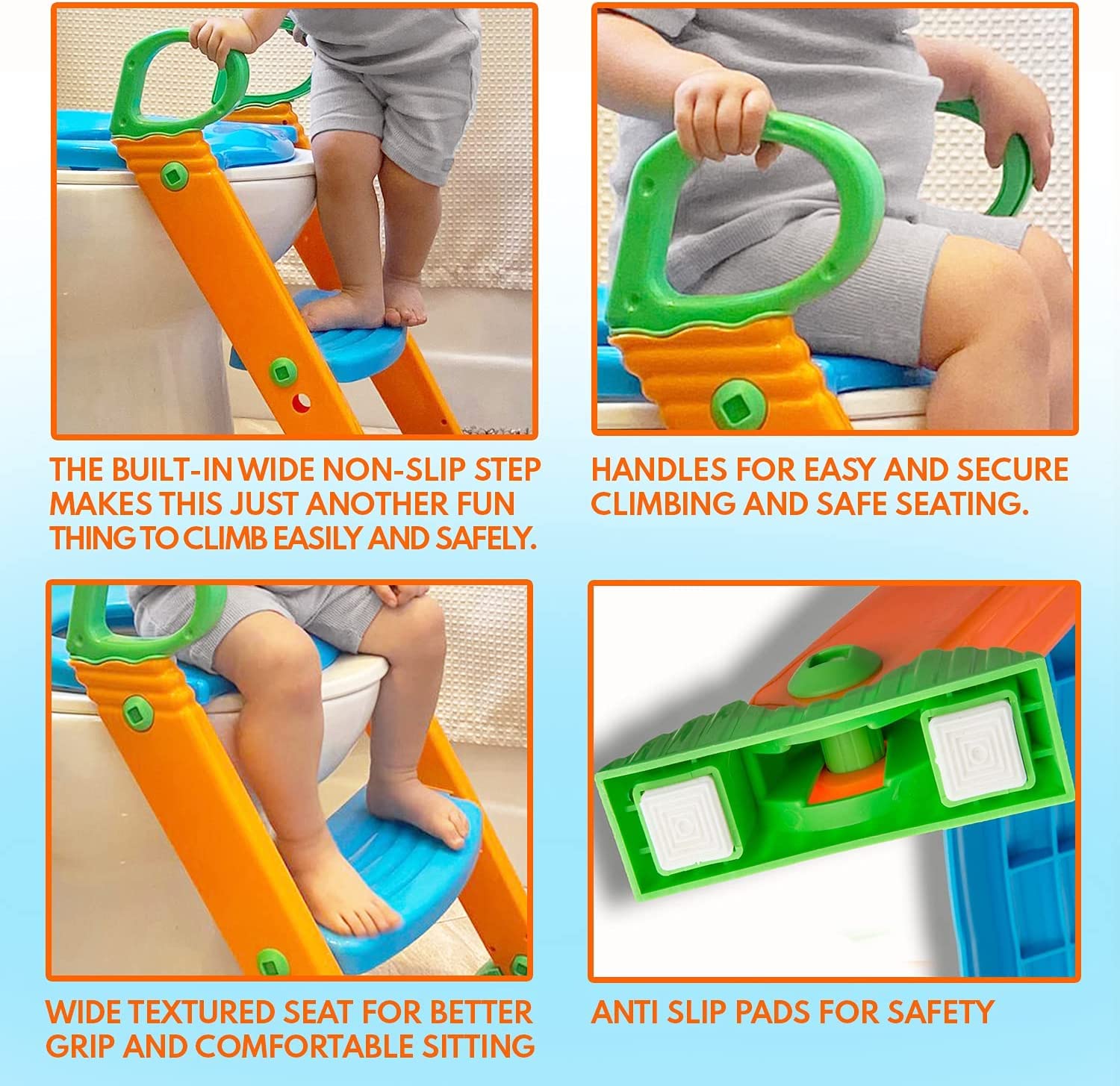 Alayna Adjustable Height Potty Training Seat with Ladder & Splash Guard - Foldable Toilet Step Stool for Toddlers & Kids | Anti-Slip Pads, Sturdy Handles | Perfect for Bathroom Safety & Potty Learning (Boys & Girls) | Ideal for Home, Daycare & Travel Use