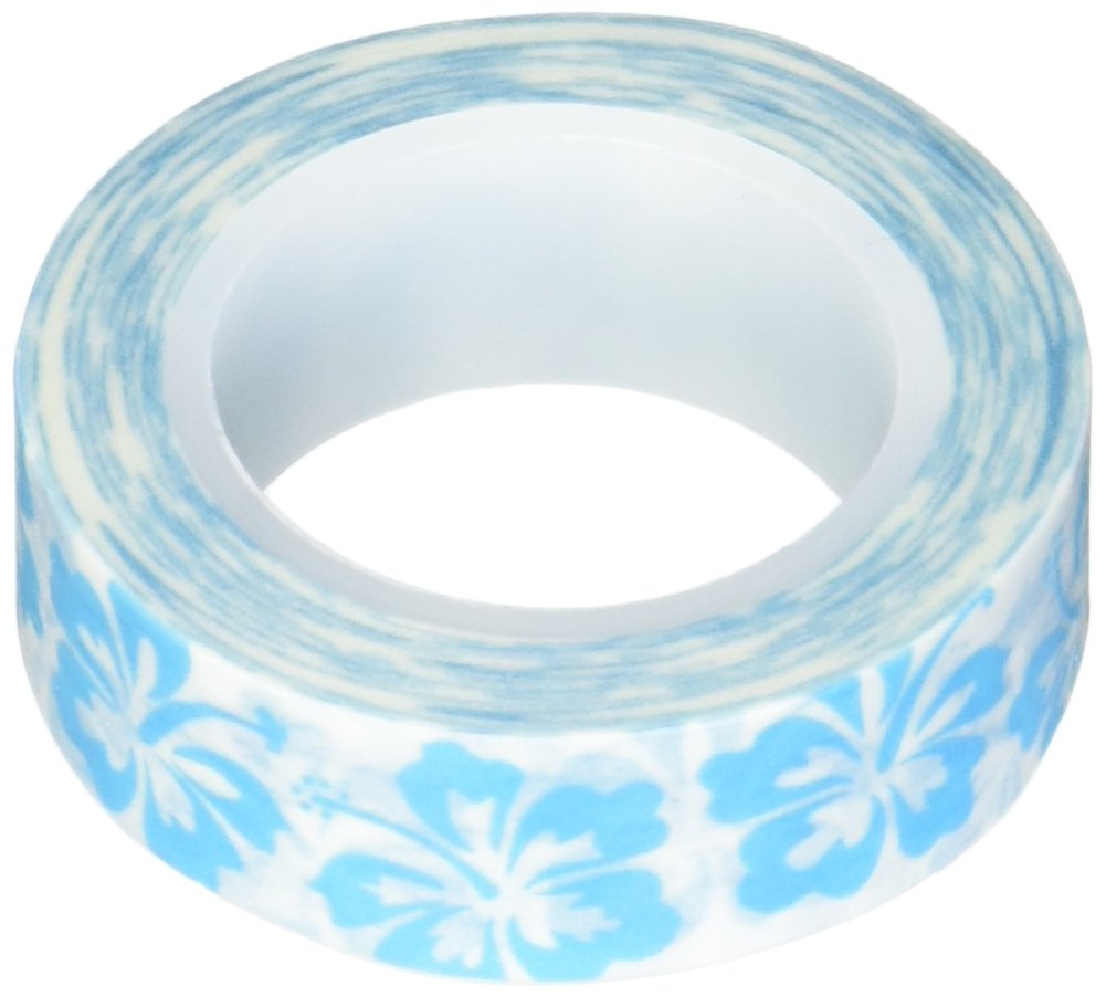 Queen & Co Trendy Tape - 10 Yards Hibiscus Blue Washi Tape for Scrapbooking, Journaling, and DIY Crafts - Perfect for Gift Wrapping, Card Making, and Home Decor