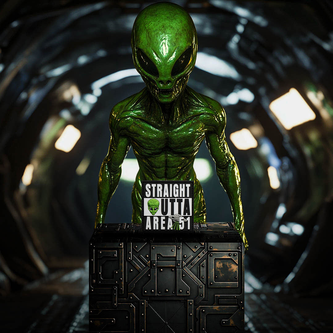 Straight Outta Area 51 Embroidered Iron-On Patch - UFO Alien Themed Military Style Badge for Jackets, Hats & Backpacks - Perfect for Cosplay, Costumes & DIY Crafts
