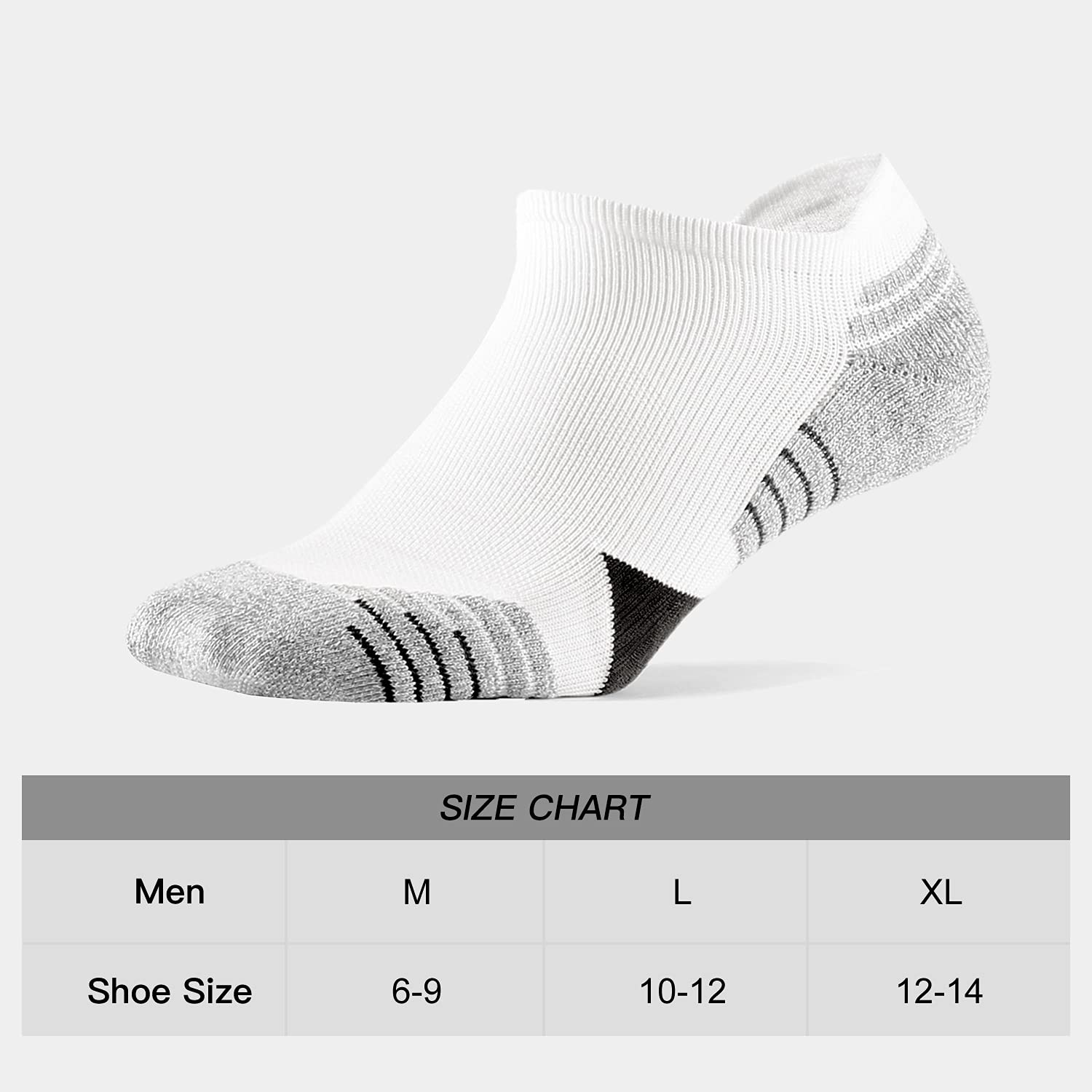 WANDER Men's Athletic Running Socks - 7 Pairs Thick Cushioned Ankle Socks for Sports & Workout (Sizes 6-9/10-12/12-14) - Perfect for Jogging, Gym & Outdoor Activities