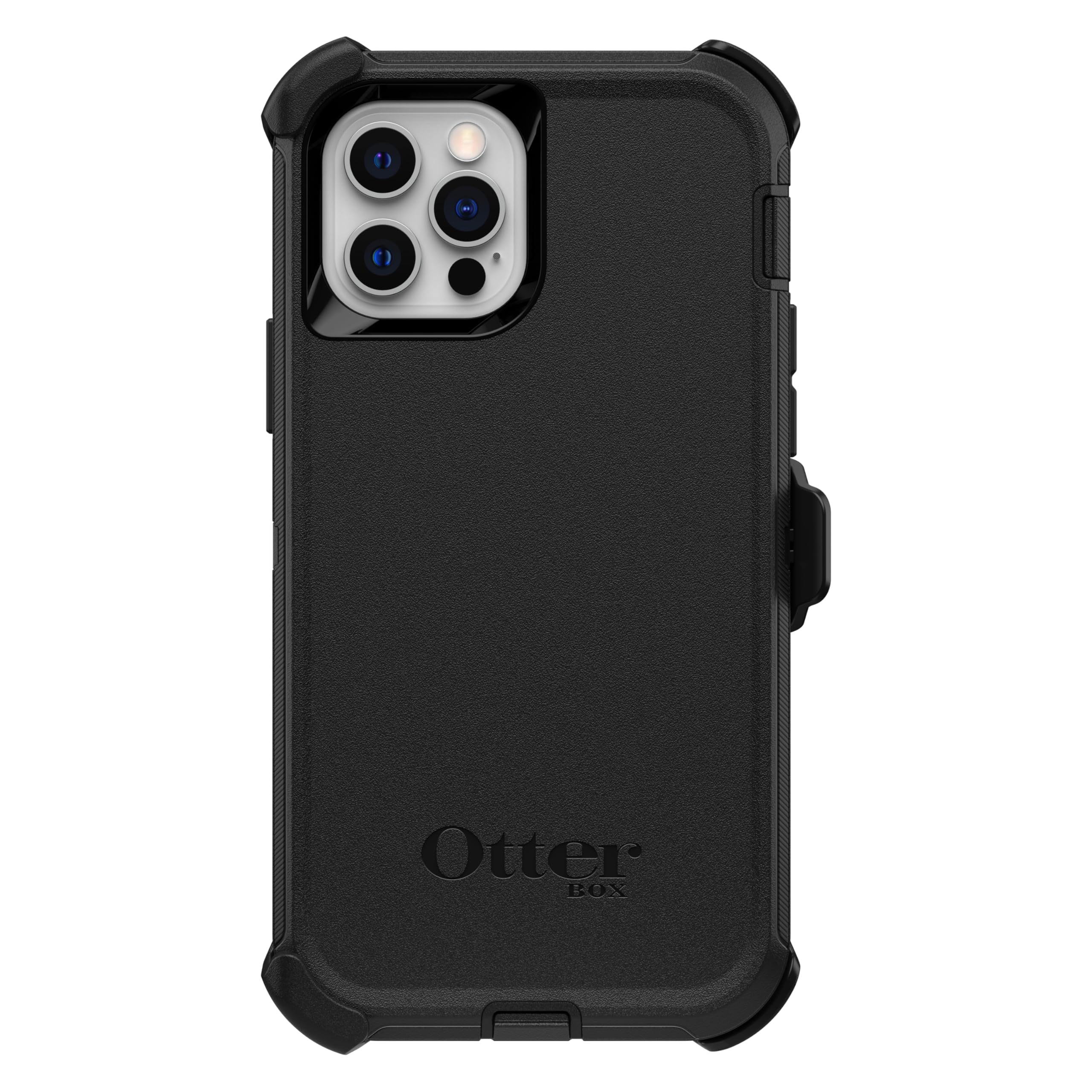 OtterBox Defender Series Case for iPhone 12 & iPhone 12 Pro - Rugged Black Protective Cover with Port Protection, Holster Clip & Built-in Kickstand | Perfect for Outdoor Adventures, Construction Work & Active Lifestyles