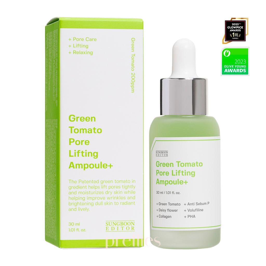 Sungboon Green Tomato Pore Tightening Ampoule 30ml - Korean Skincare for Pore Minimizing & Brightening - Perfect for Daily Anti-Aging Routine & Glowing Skin Care
