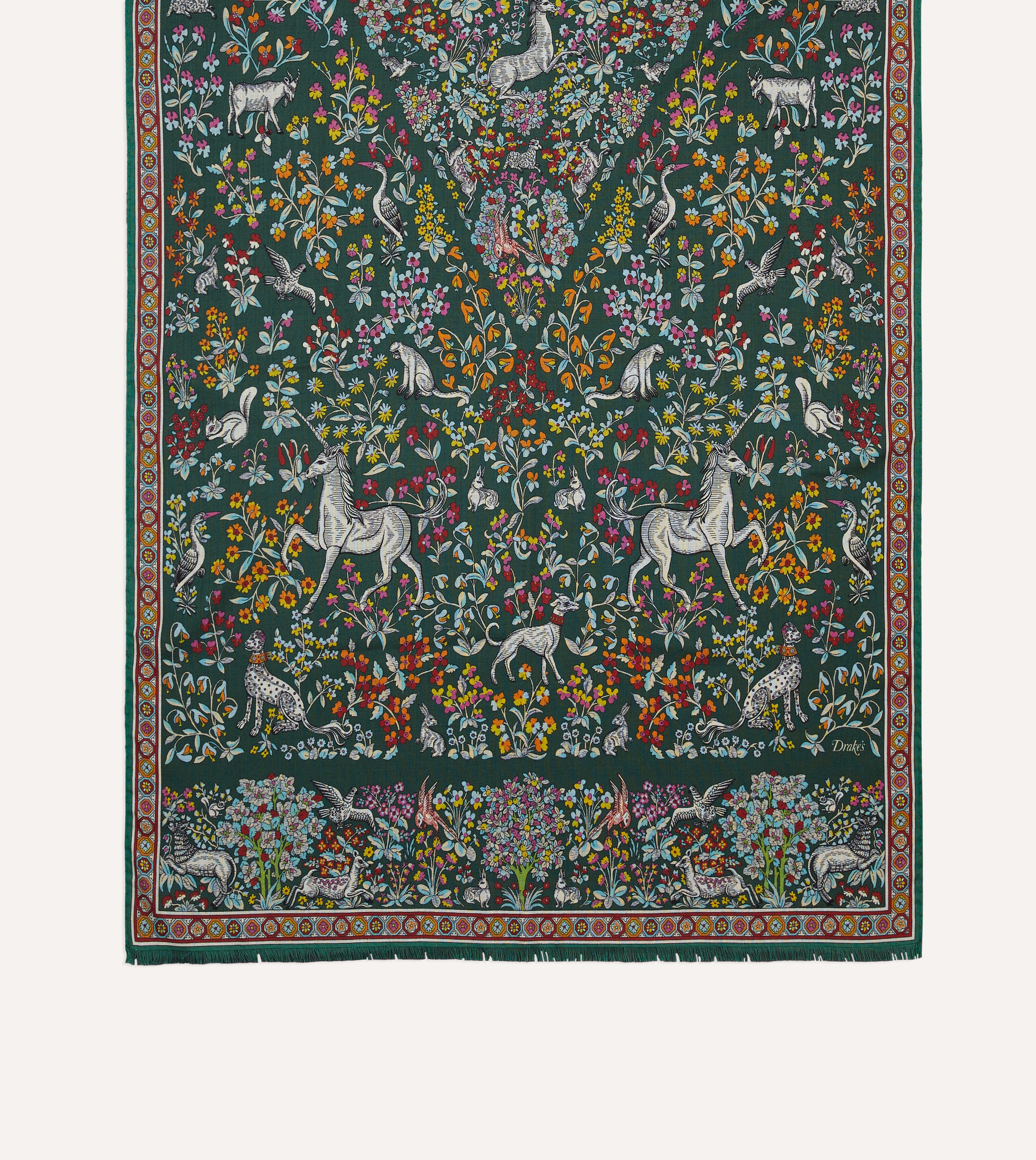 Stylish Green Forest Animals Print Wool Silk Scarf - Soft & Warm Winter Fashion Accessory for Women - Perfect for Outdoor Activities, Travel & Gift Giving