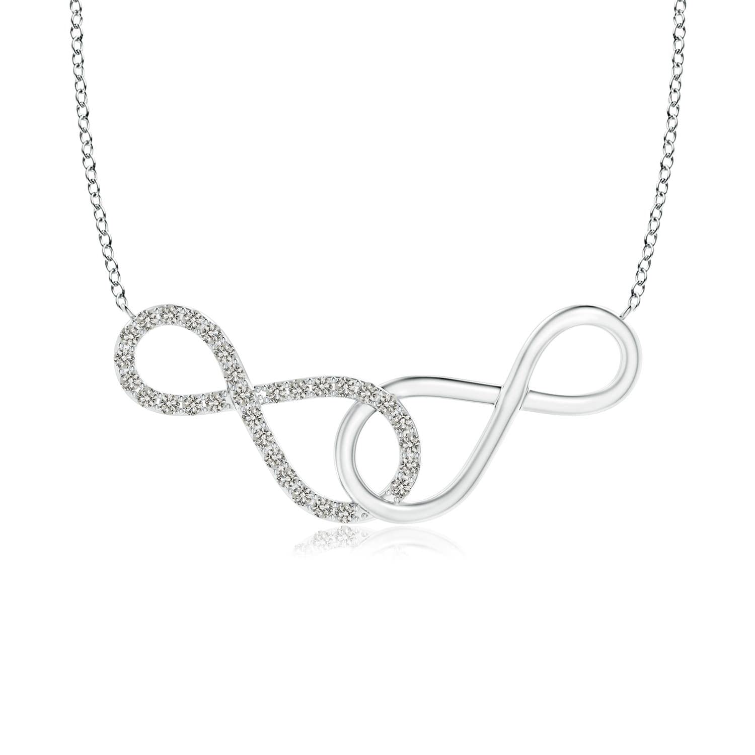 Angara Natural 0.12 Ct Diamond Infinity Pendant Necklace for Women in Sterling Silver (Color K, Clarity I3) | April Birthstone Jewelry, Birthday Gift, Anniversary Present, Wedding Jewelry for Her | Perfect for Everyday Wear, Date Nights & Special Occasions