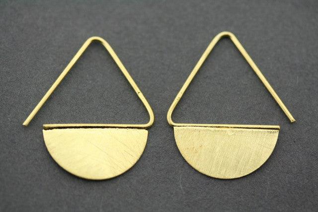 Half Moon Disc Drop Earrings - Sterling Silver with 22K Gold Finish - Perfect for Parties, Weddings & Everyday Elegance