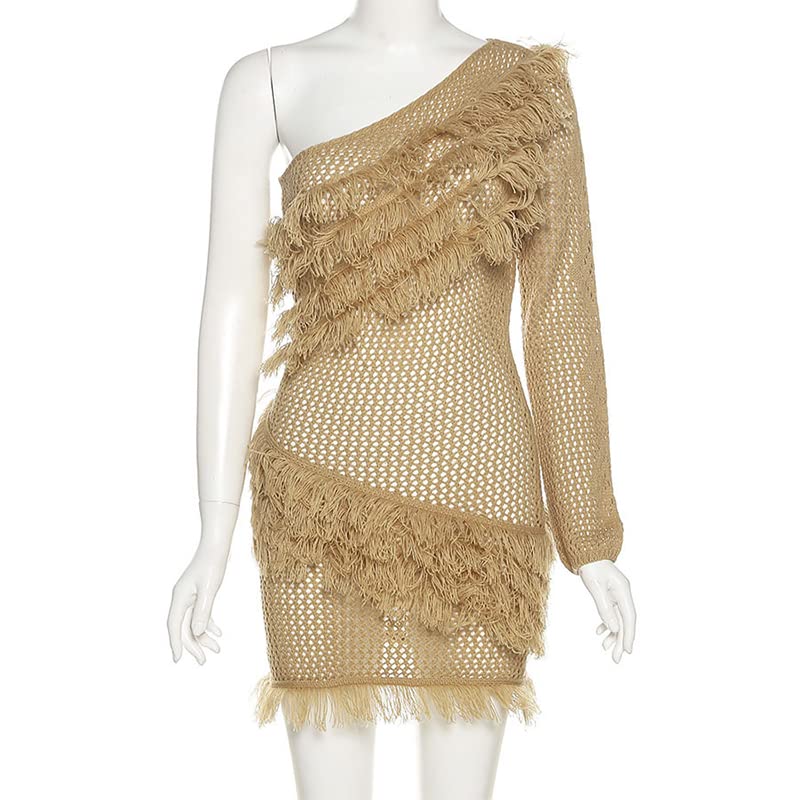 Sexy Women's Hollow Tassel Skirt - Sheer See-Through High Slit Streetwear Dress for Beach Vacation, Club Party & Night Out | Trendy Summer Fashion for Casual Wear & Date Nights