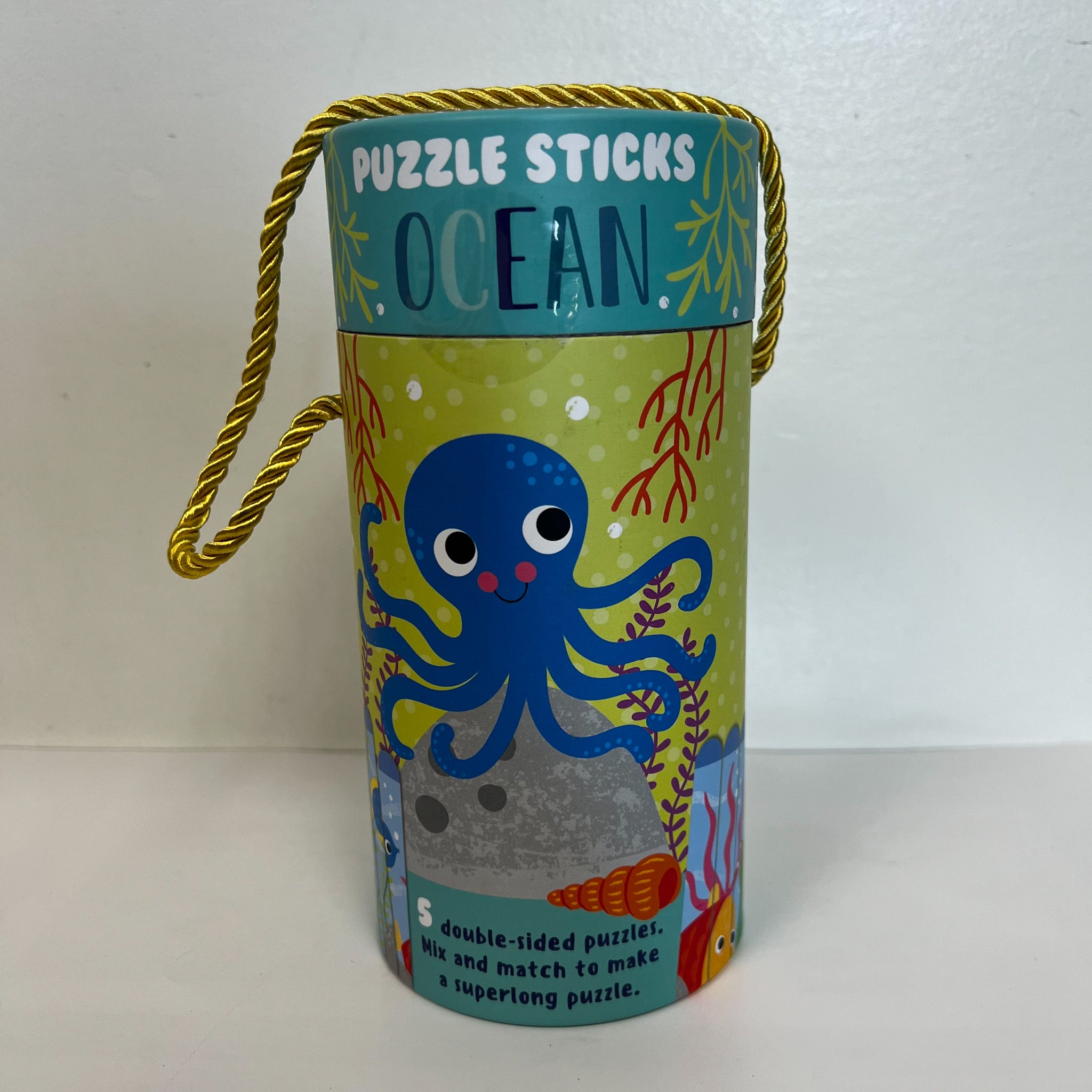 Ocean Themed Puzzle Sticks - Wooden Brain Teaser Game for Kids & Adults - Perfect for Family Game Night, Travel & Classroom Activities