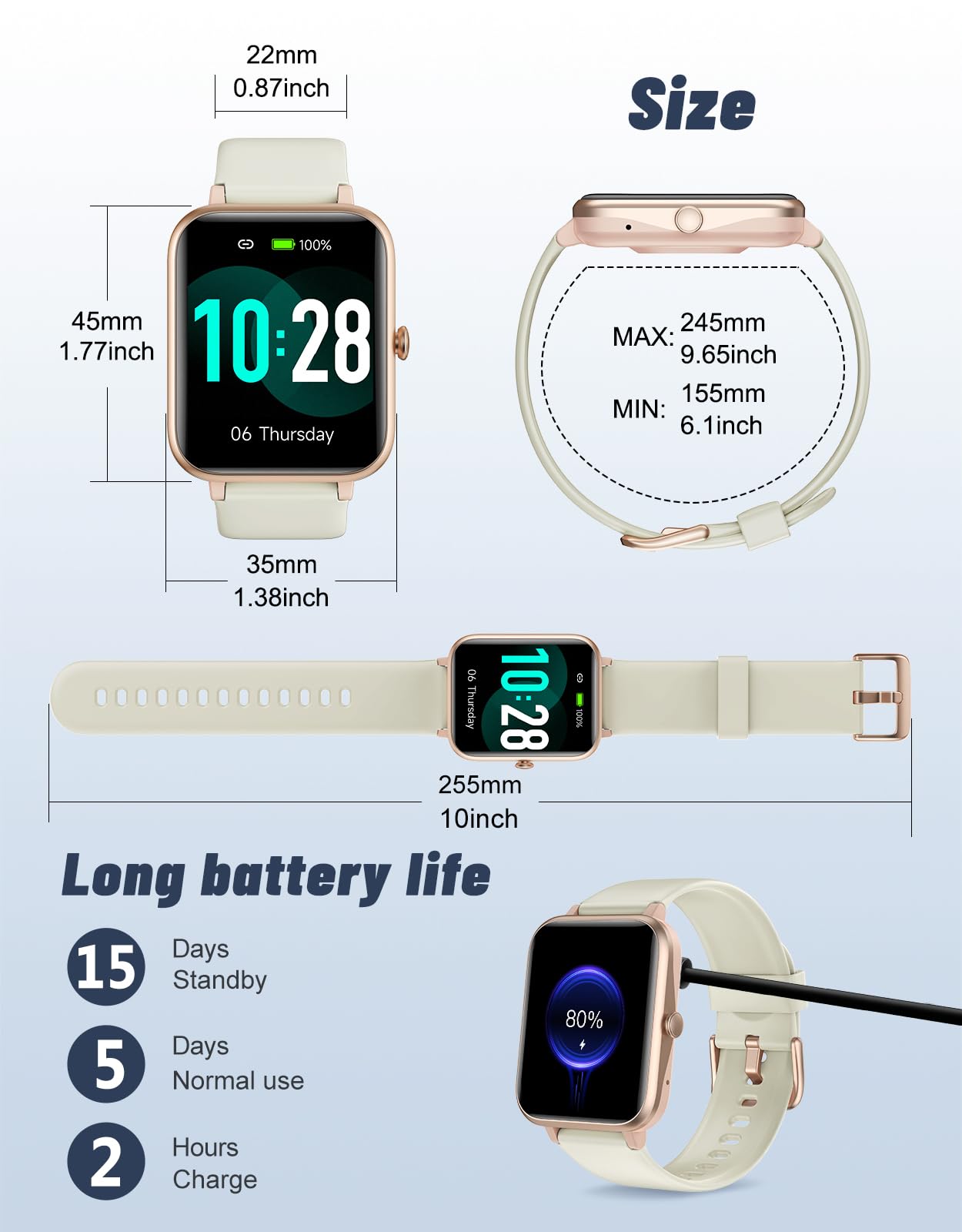 GRV Smart Watch with Answer/Make Calls, Heart Rate Monitor, Step Counter, Sleep Tracker - Fitness & Sports Smartwatch for Women & Men, Compatible with Android iOS Phones (Ideal for Workouts, Running, Swimming & Daily Activity Tracking)