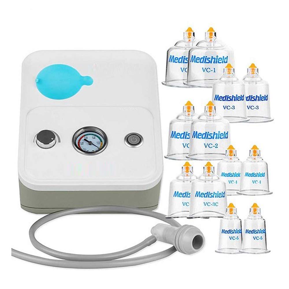 GREENCROSS Electric Vacuum Cupping Therapy Set - 12 Cups for Chinese Acupuncture & Pain Relief | Portable Home Massage Device for Muscle Relaxation & Detox