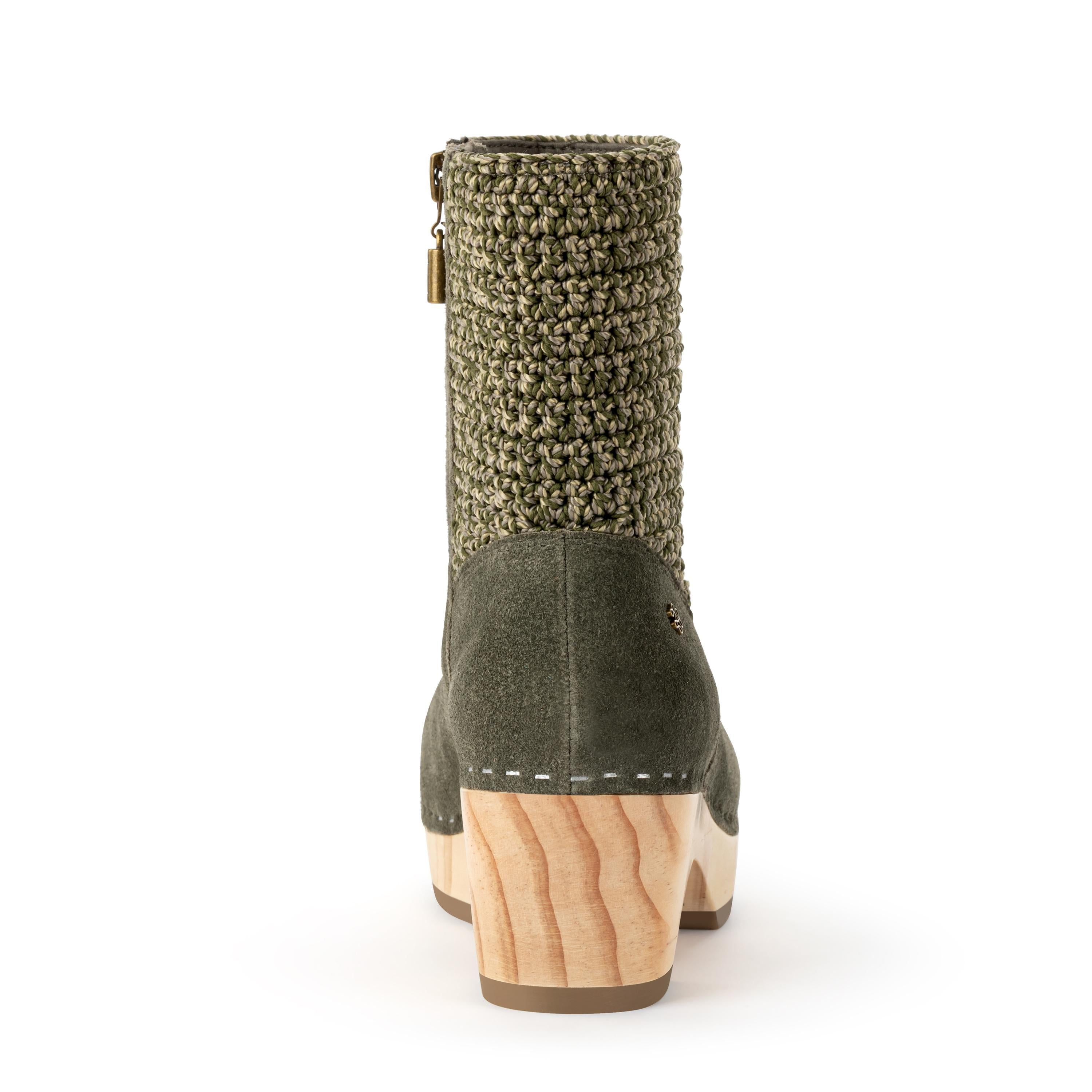 Paloma Clog Boot - Genuine Leather & Moss Suede Slip-On Shoes for Women | Comfortable & Stylish for Casual Wear, Work & Outdoor Activities