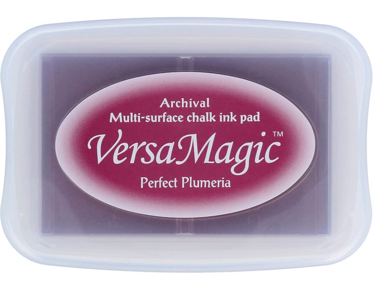 Tsukineko Versamagic Chalk-Finish Ink Pad - Pretty Plumeria for Scrapbooking, Card Making & DIY Crafts - Acid-Free, Quick-Drying Stamp Ink for Paper, Fabric & Wood Projects