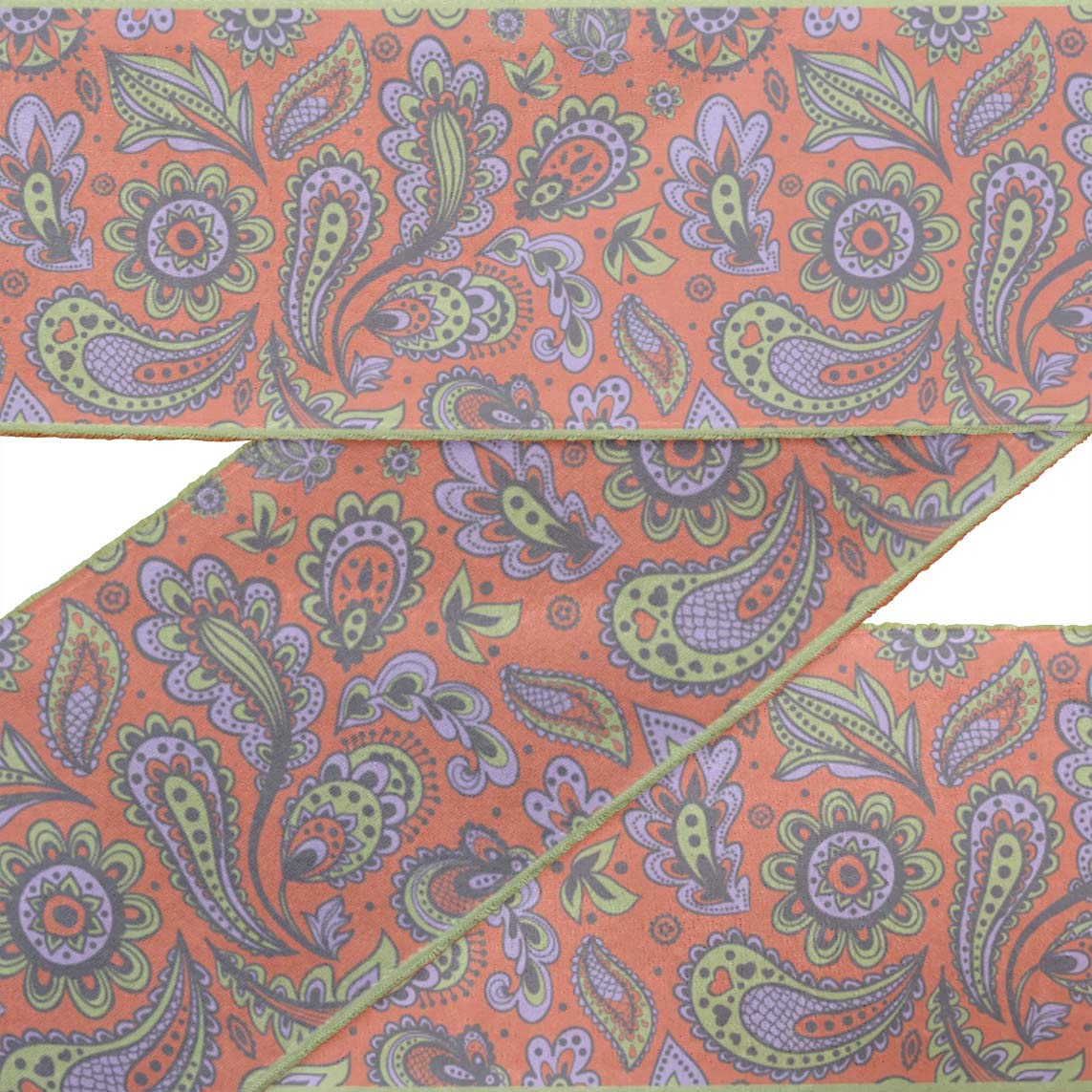 Indian Beautiful Art Orange Leaves & Floral Printed Velvet Ribbon Trim - 9 Yards, 3 Inches Wide - Premium Fabric Lace for Crafts, Sewing, DIY Accessories | Perfect for Gift Wrapping, Home Decor, Scrapbooking & Fashion Design