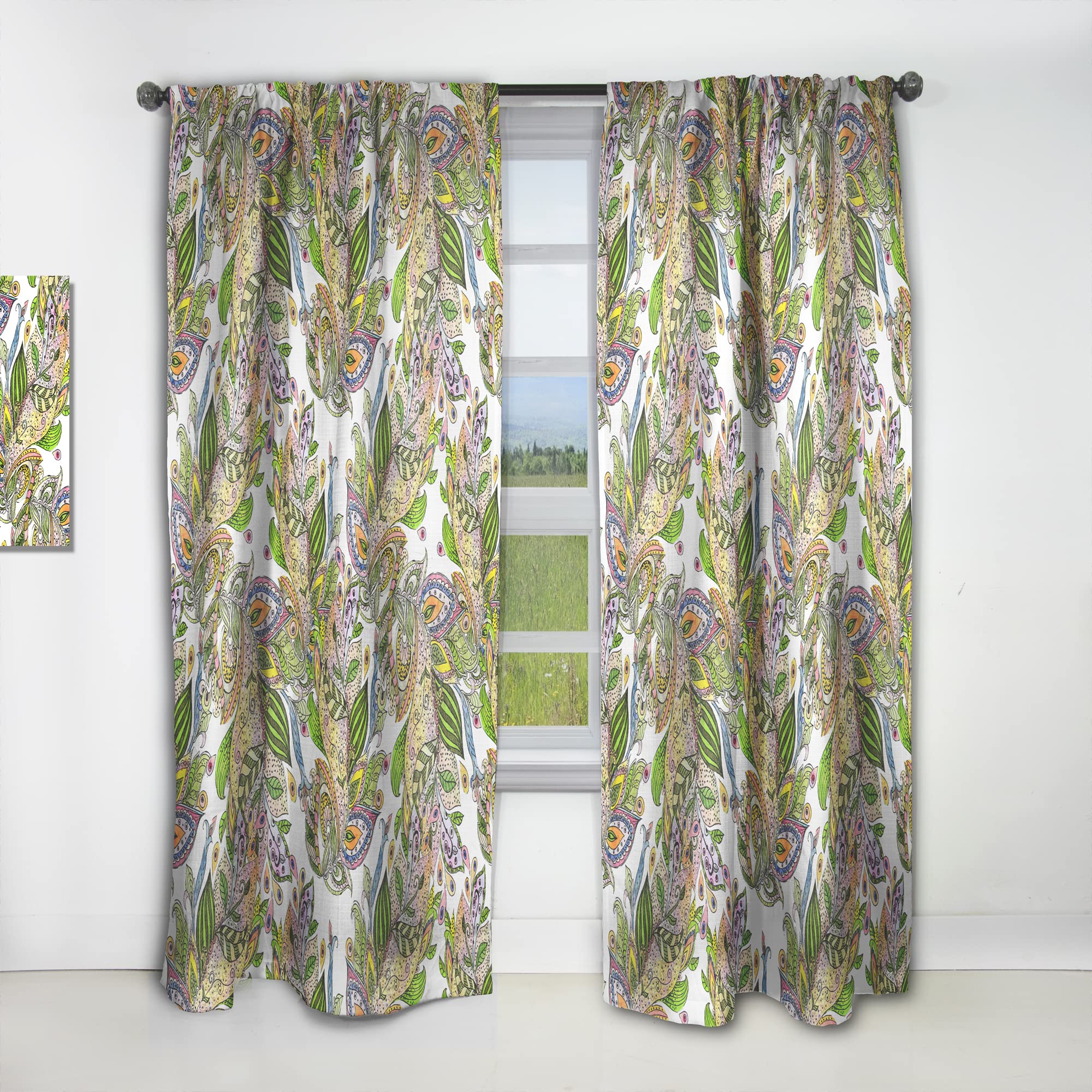DesignQ Textured Watercolor Abstract Pattern Thermal Insulated Curtains - Single Panel 52x63 Inches - Elegant Window Drapes for Bedroom & Living Room - Perfect for Home Decor, Light Filtering & Privacy