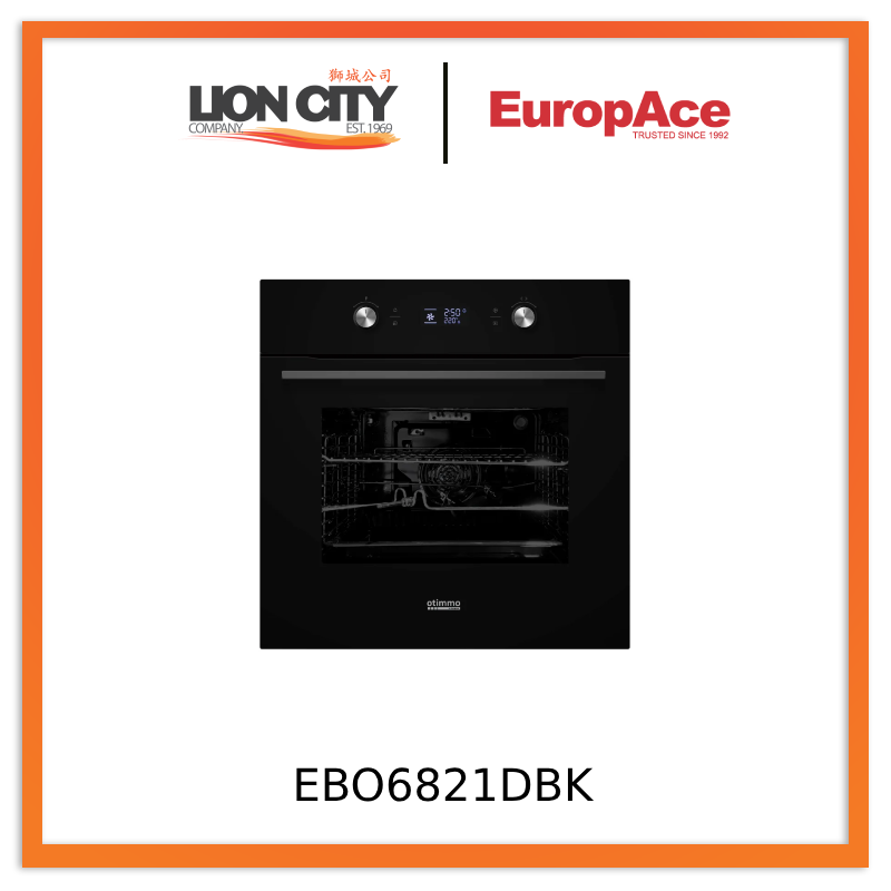 EuropAce EBO6821DBK 60cm 82L Built-In Oven with Touch & Knob Controls - Perfect for Modern Kitchens, Baking, and Family Cooking