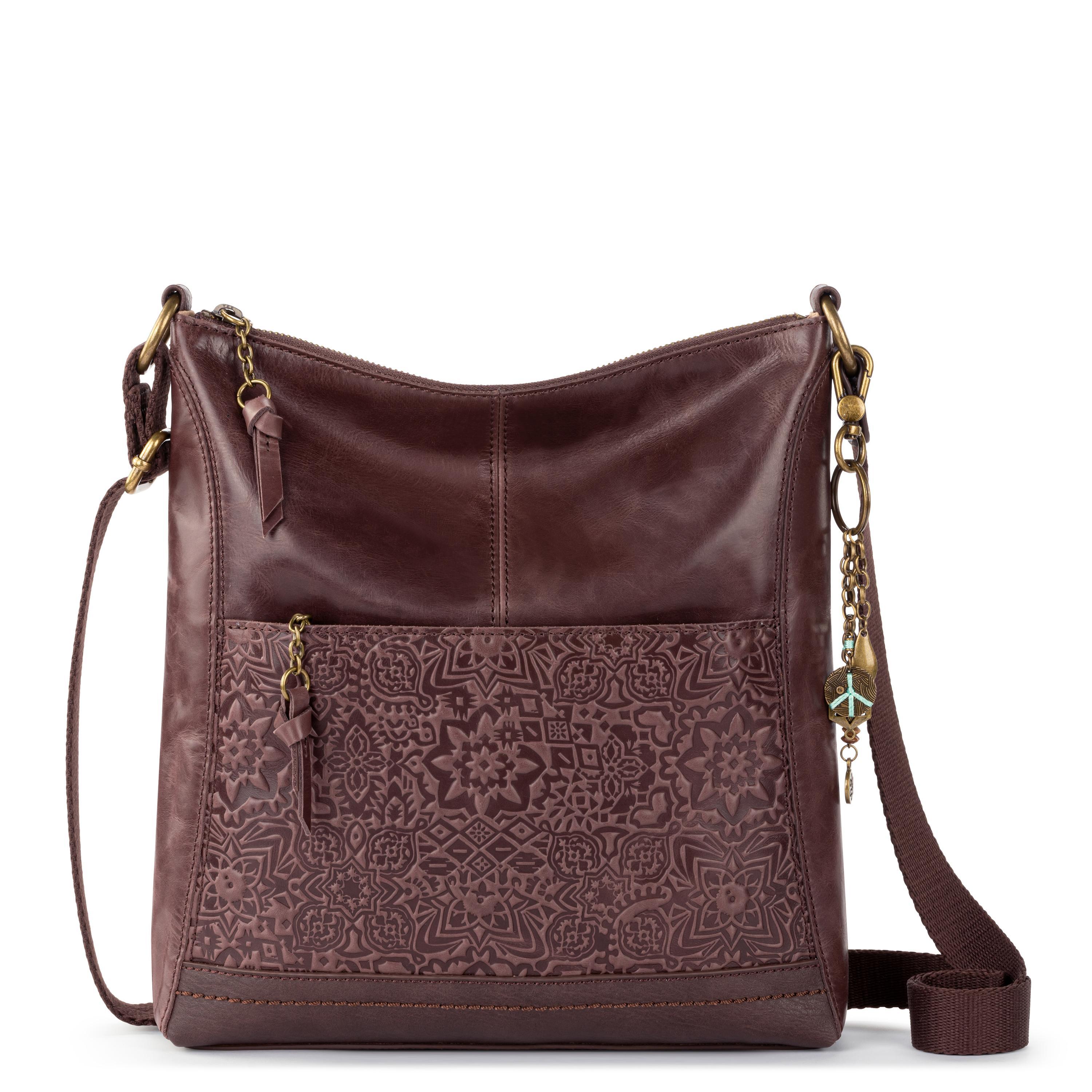 Lucia Genuine Leather Crossbody Bag with Mahogany Tile Embossed Design - Perfect for Work, Travel & Everyday Use