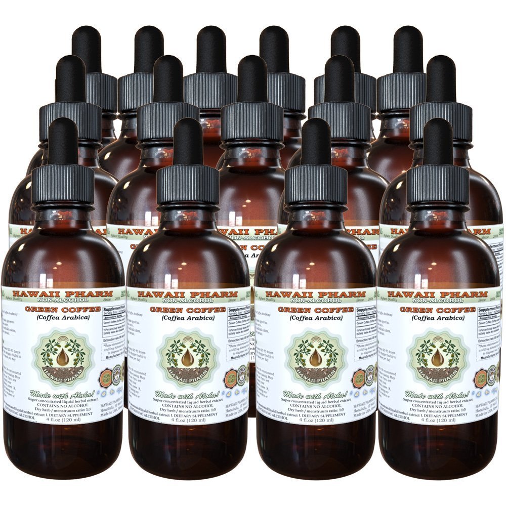 Organic Green Coffee Bean Liquid Extract (Coffea Arabica) - Alcohol-Free, Non-GMO Herbal Supplement by Hawaii Pharm - 4 oz (Pack of 15) - Supports Energy & Metabolism - Perfect for Morning Boost & Weight Management