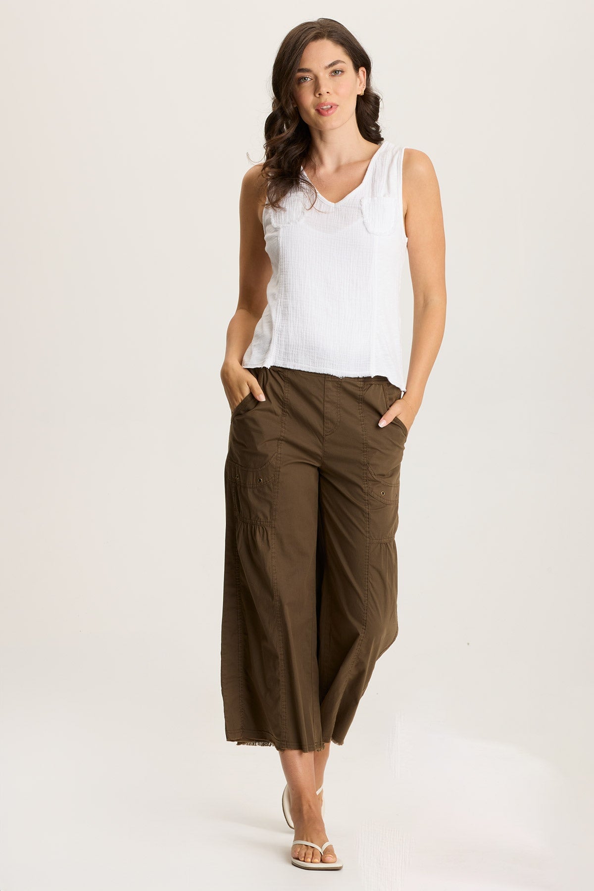 Kirkley Women's V Neck Tank Top - Soft Jersey & Gauze Blend Casual Shirt for Summer, Workout, and Layering
