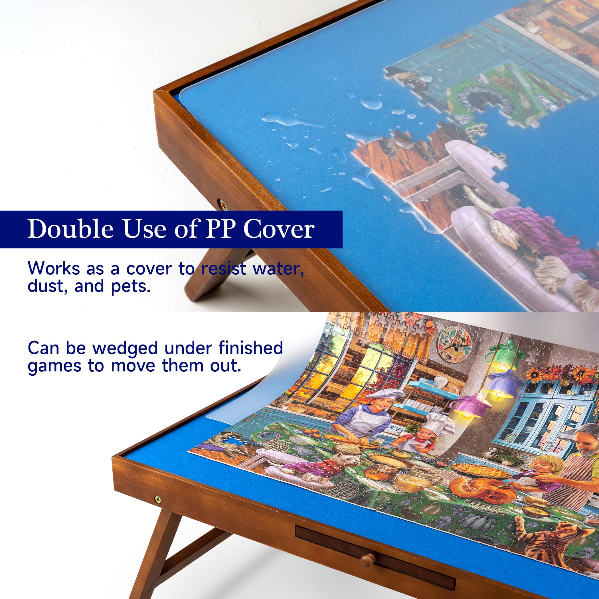 Premium Jigsaw Puzzle Table with Foldable Legs & Adjustable Stand - Large Puzzle Board with PP Cover & 6 Storage Drawers - Holds 1500, 1000, 500 Piece Puzzles - Perfect for Family Game Nights, Relaxation & Home Decor