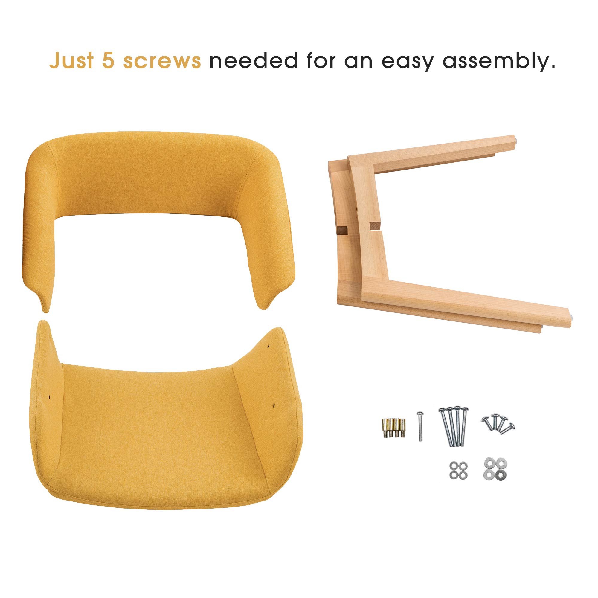 **Ivinta Dining Chairs Set of 2 - Modern Upholstered Fabric Kitchen Chairs with Solid Wood Legs, Accent Chairs for Living Room, Restaurant & Home Decor (Yellow) - Perfect for Dining, Entertaining & Small Spaces**