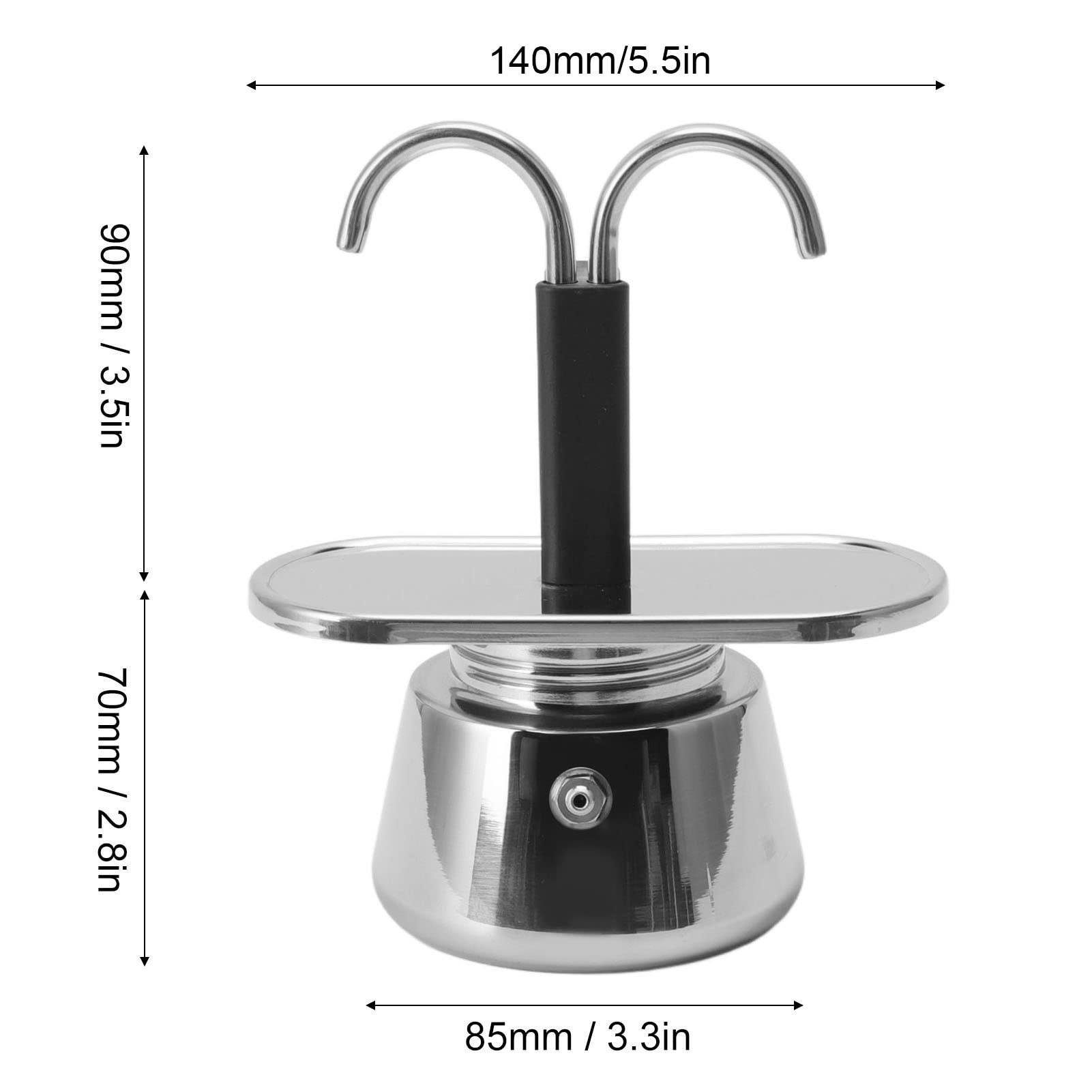 2 Cup Stovetop Espresso Maker - 100ML Stainless Steel Double Spout Moka Pot for Perfect Italian Coffee | Ideal for Home, Office & Camping Brewing (Cups Not Included)