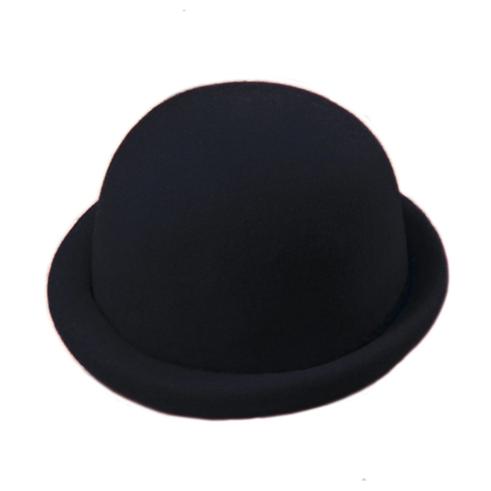 Black Felt Derby Hat with Rolled Rim - Stylish Formal & Casual Wear