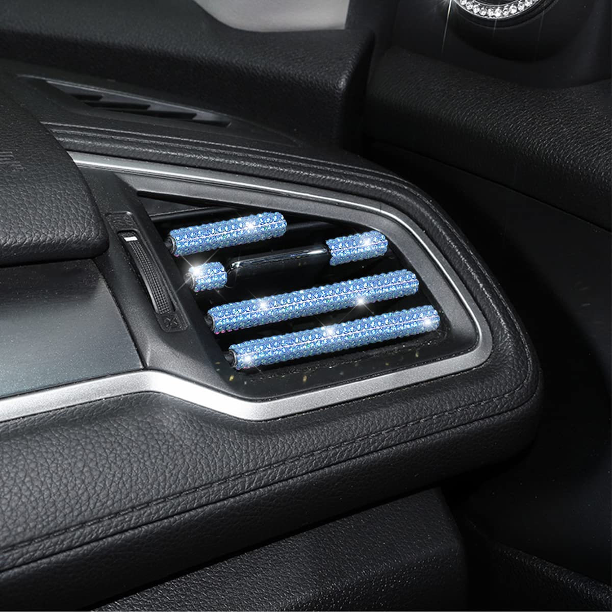 10 PCS Rhinestone Car Air Vent Trim - Bling AC Vent Outlet Decoration Strip, Universal Bendable Interior Accessories for Most Vehicles (Blue) | Upgrade Your Car Interior Style & Add Sparkle to Your Ride