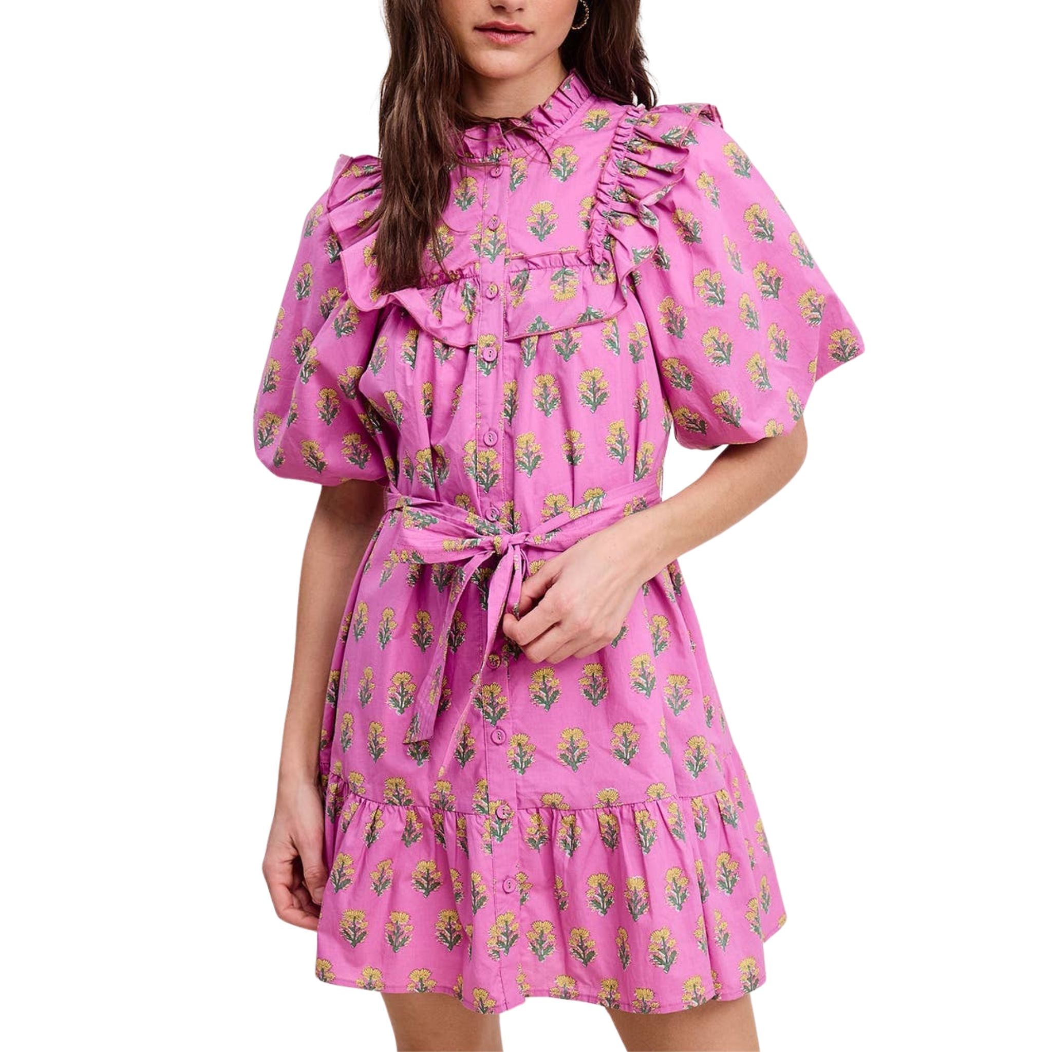 Floral Ruffled Mini Dress for Women - Elegant Summer Party Dress, Perfect for Weddings, Dates & Beach Vacations