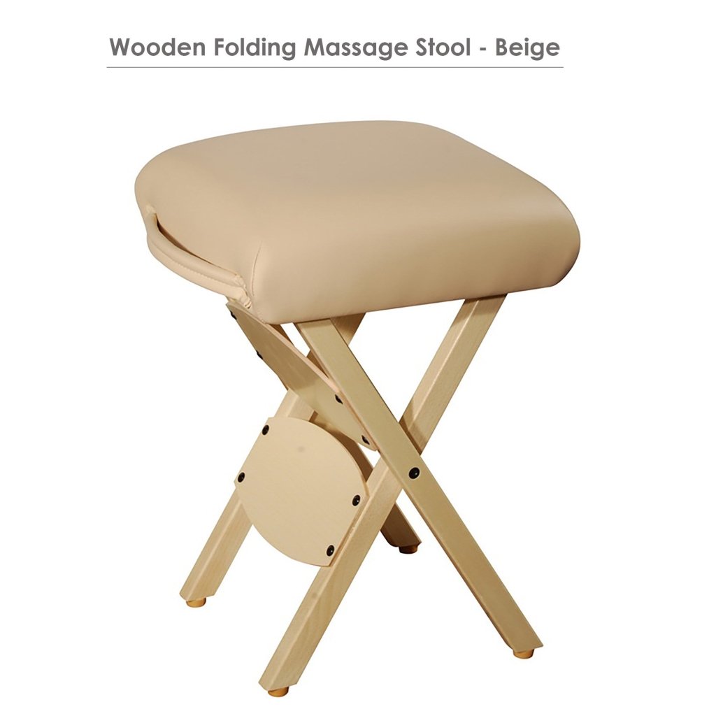Portable Folding Wooden Massage Stool - Lightweight Foldable Tattoo Stool for Home, Spa & Salon Use