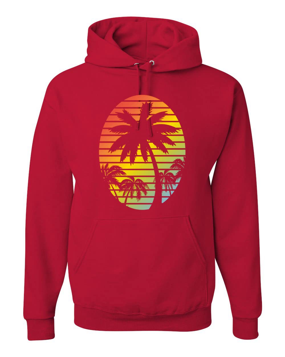 Wild Bobby Tropical Palm Trees Silhouette Sunset Graphic Hoodie - Unisex Pullover Sweatshirt for Beach Vacation & Streetwear Fashion