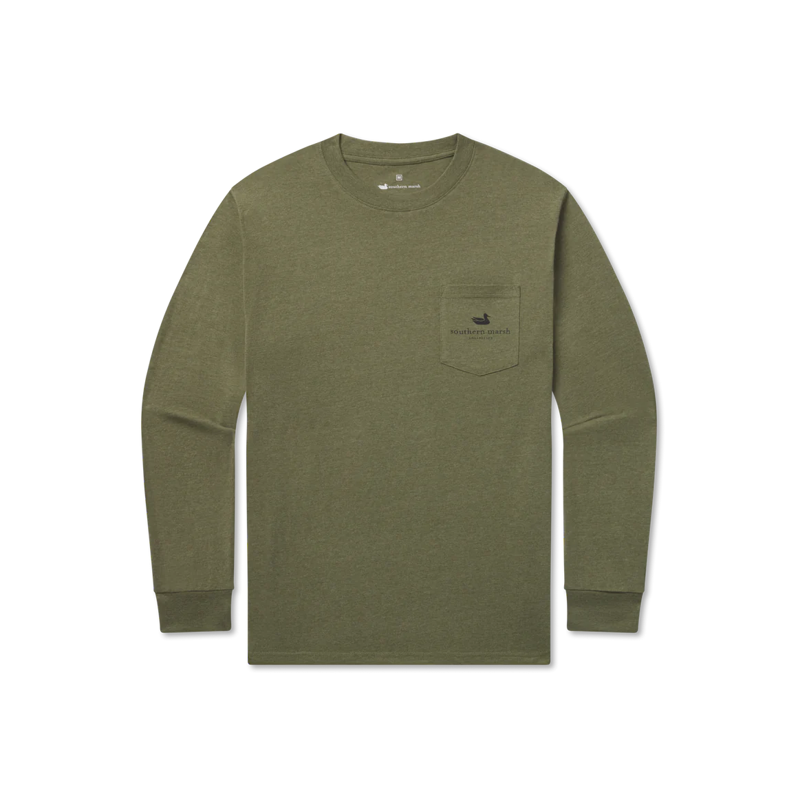 Southern Marsh Cowboy Badge Long Sleeve T-Shirt for Men - Washed Dark Green Western Style Shirt | Perfect for Rodeo, Ranch Work & Country Fashion