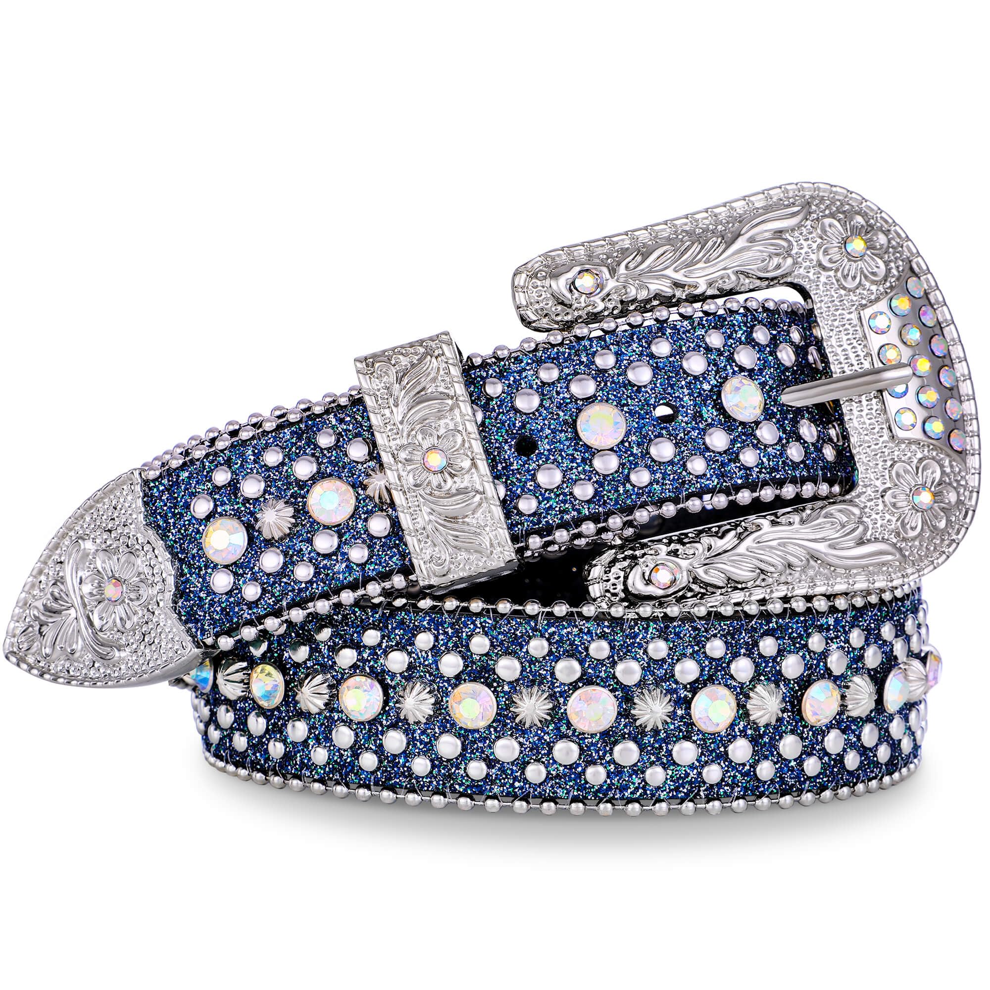 Sparkling Rhinestone Belt for Men & Women - Western Studded Leather Waist Belt with Bling Diamonds - Perfect for Cowboy & Cowgirl Jeans, Rodeo, and Night Out Fashion